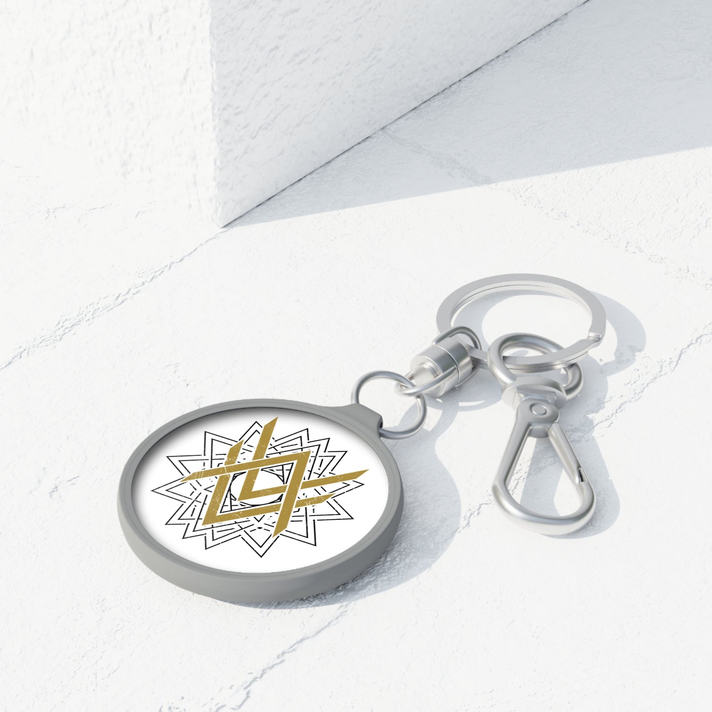 SUMMER COLLECTION - Keyring Tag White (Gold-Black Print)