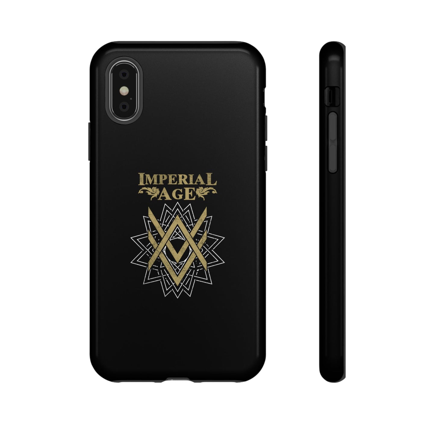 SUMMER COLLECTION - Tough iPhone Case Black (Gold-White Print)