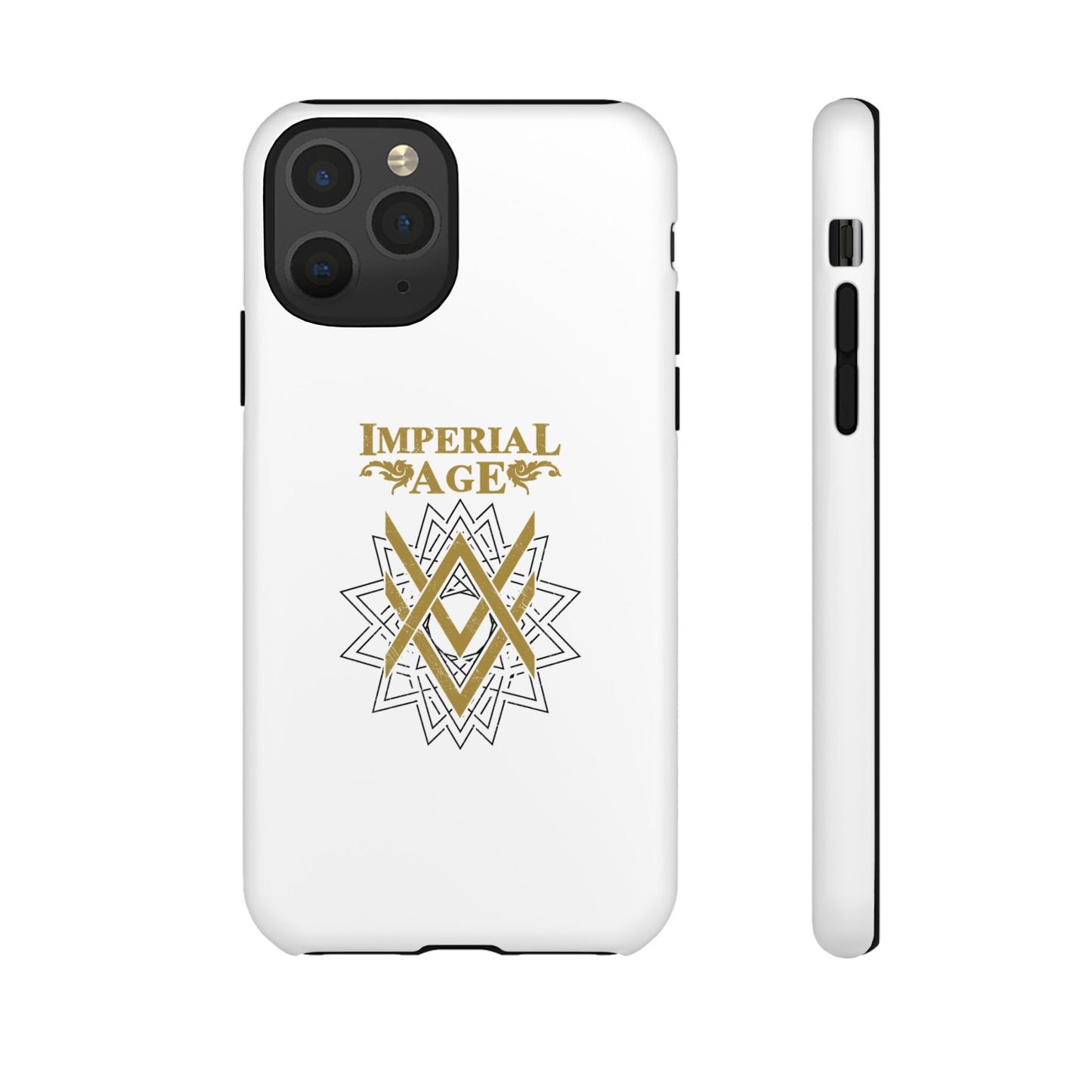 SUMMER COLLECTION - Tough iPhone Case White (Gold-Black Print)