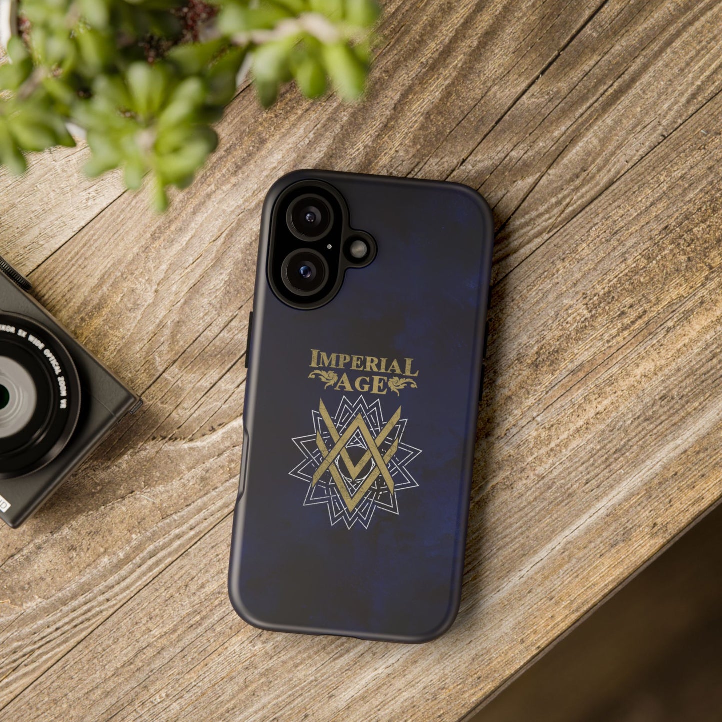 SUMMER COLLECTION - Tough iPhone Case Navy (Gold-White Print)