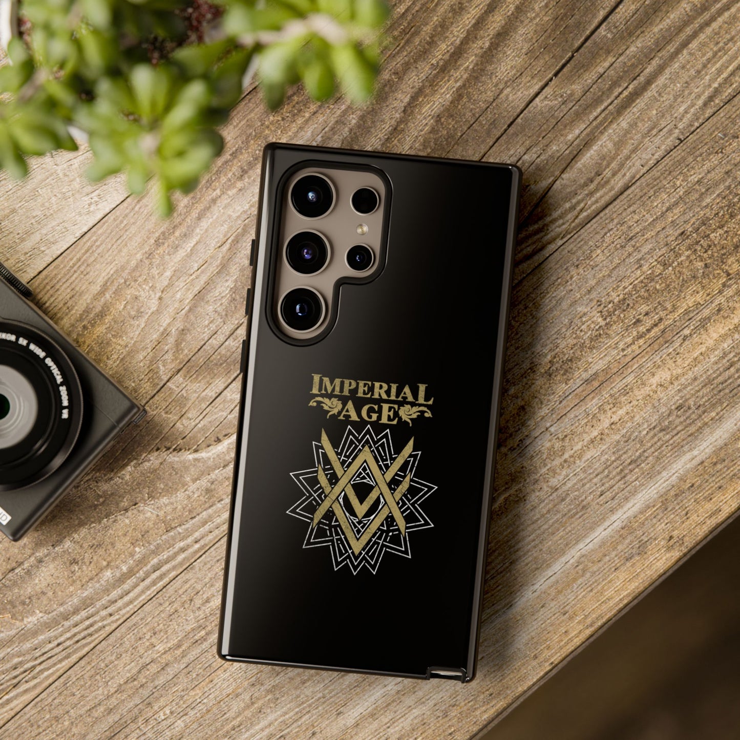SUMMER COLLECTION - Tough Samsung Galaxy Case Black (Gold-White Print)