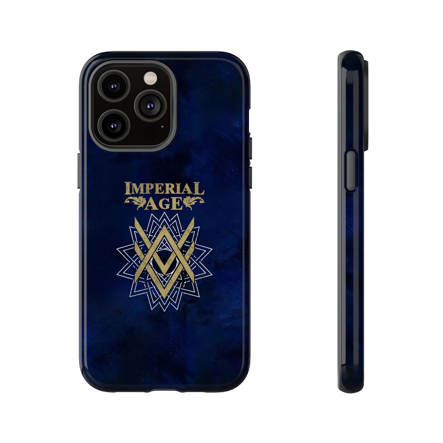 SUMMER COLLECTION - Tough iPhone Case Navy (Gold-White Print)