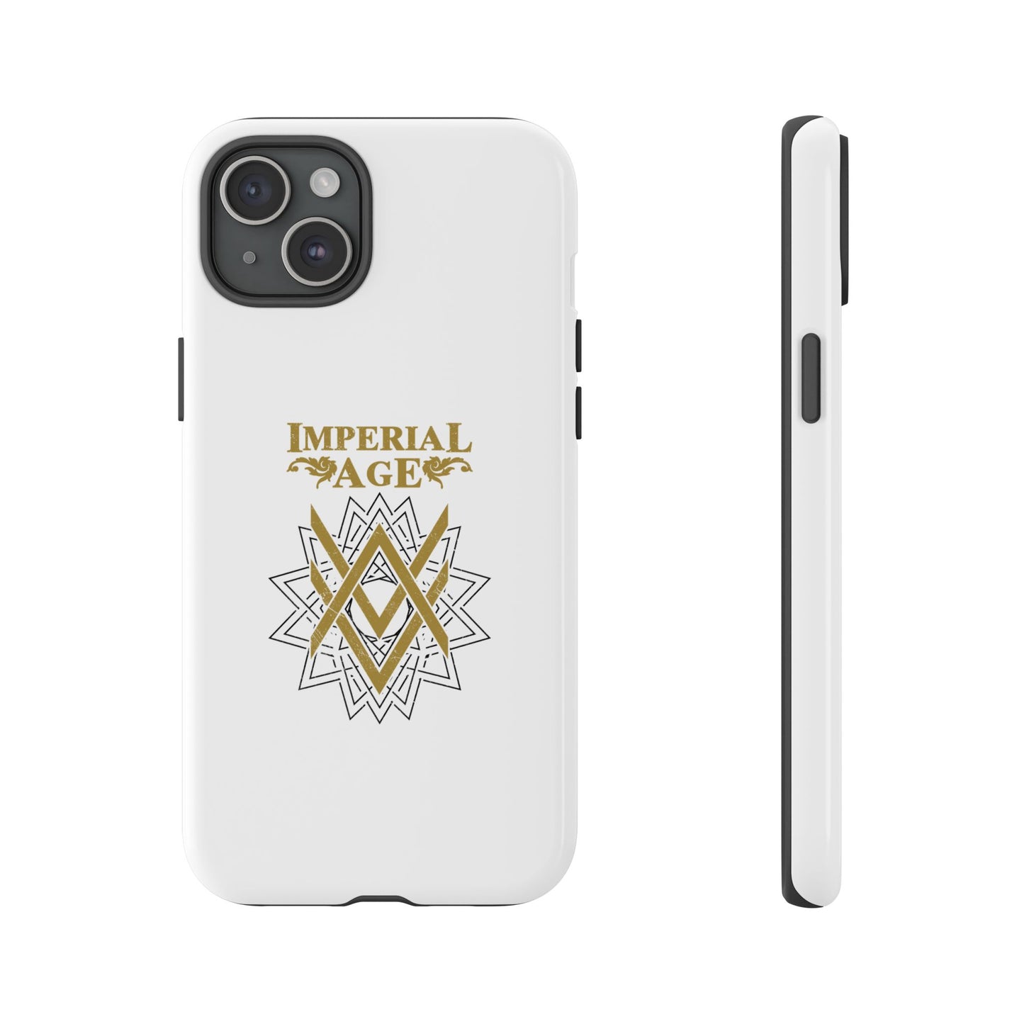 SUMMER COLLECTION - Tough iPhone Case White (Gold-Black Print)