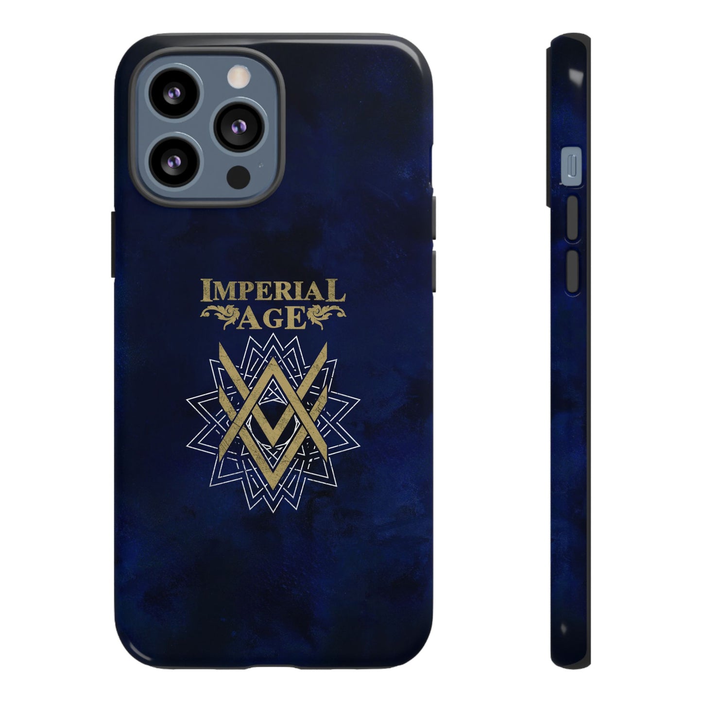 SUMMER COLLECTION - Tough iPhone Case Navy (Gold-White Print)