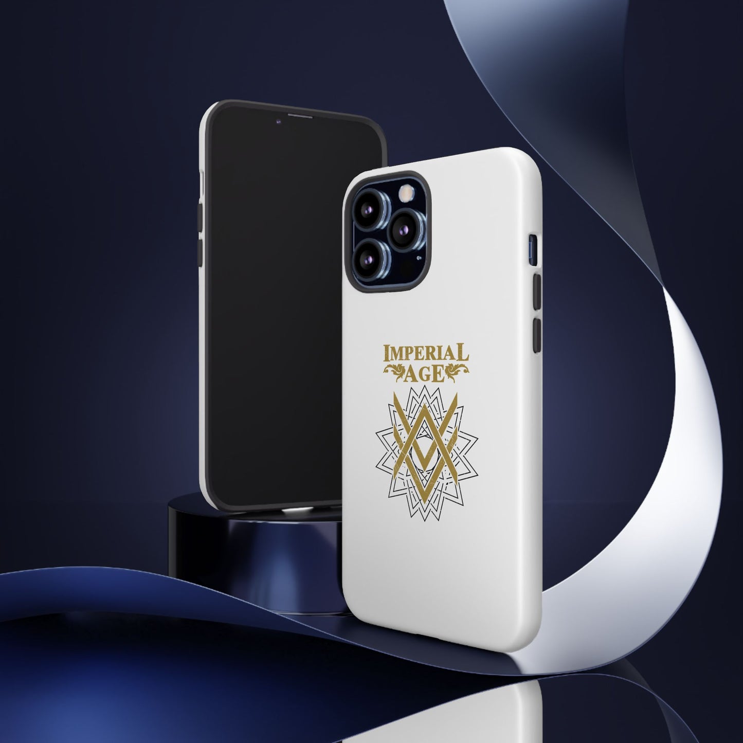 SUMMER COLLECTION - Tough iPhone Case White (Gold-Black Print)