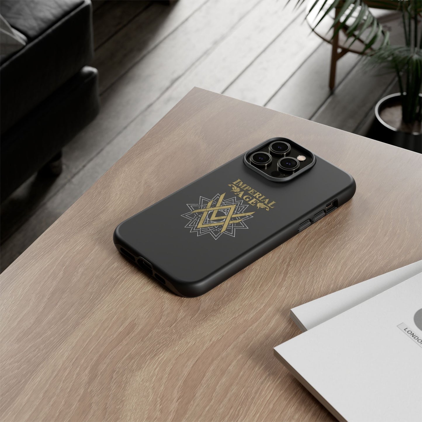 SUMMER COLLECTION - Tough iPhone Case Black (Gold-White Print)