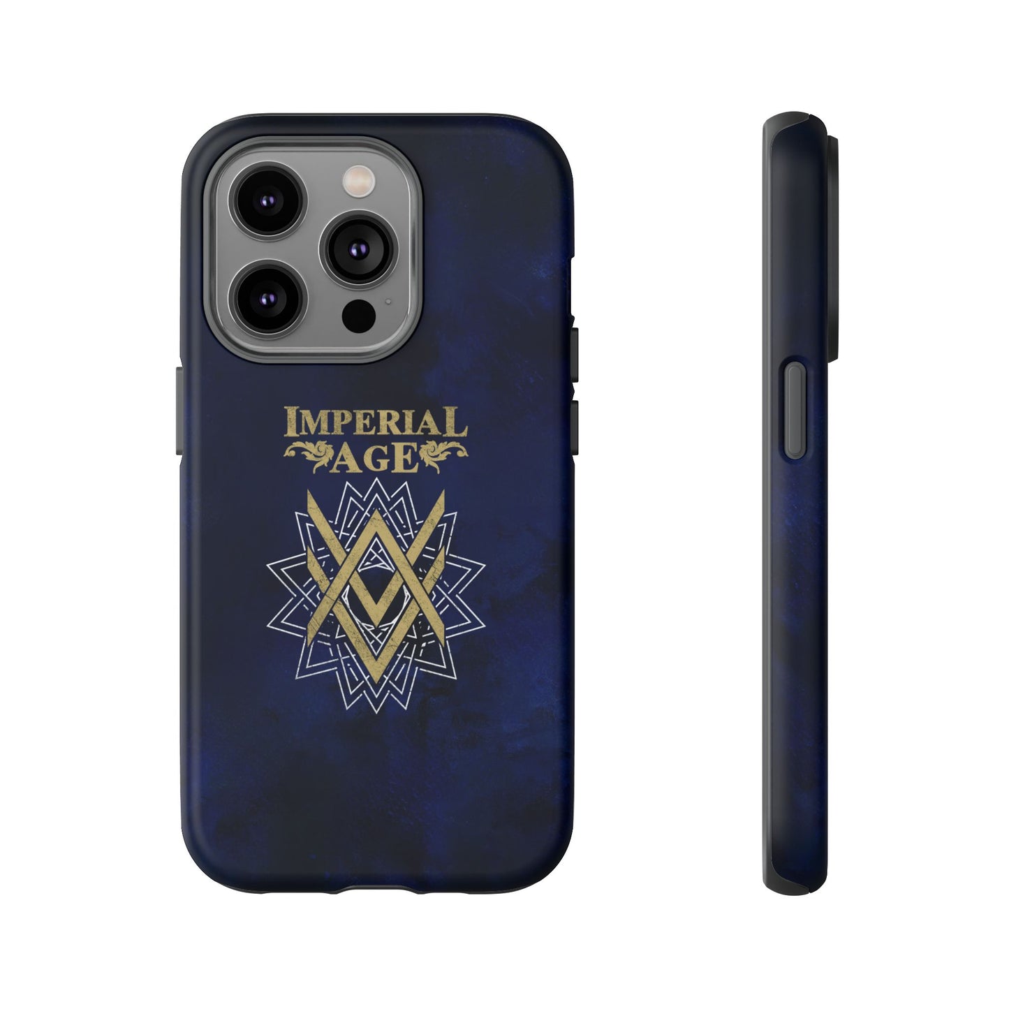 SUMMER COLLECTION - Tough iPhone Case Navy (Gold-White Print)
