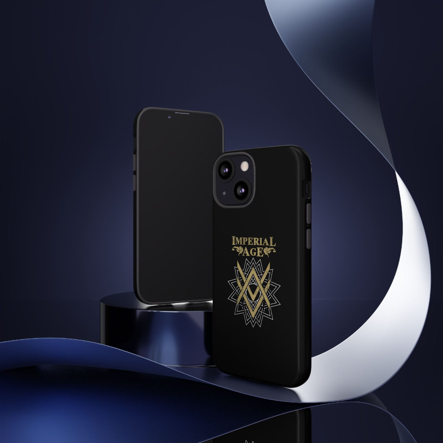 SUMMER COLLECTION - Tough iPhone Case Black (Gold-White Print)