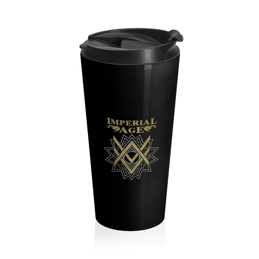 SUMMER COLLECTION - Stainless Steel Travel Mug Black (Gold-White Print)