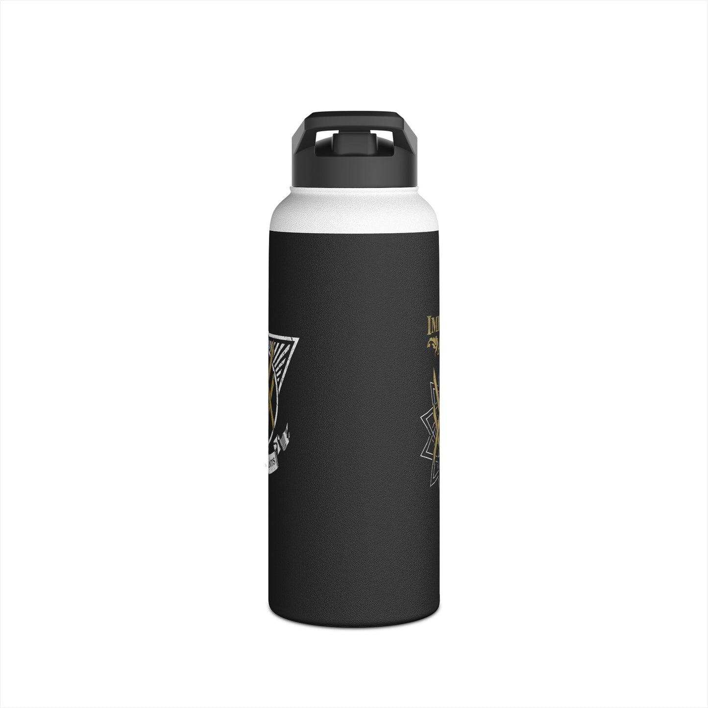 SUMMER COLLECTION - Steel Water Bottle Black (Gold-White Print)