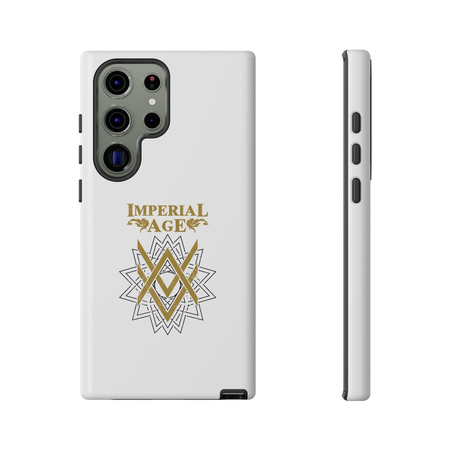 SUMMER COLLECTION - Tough Samsung Galaxy Case White (Gold-Black Print)