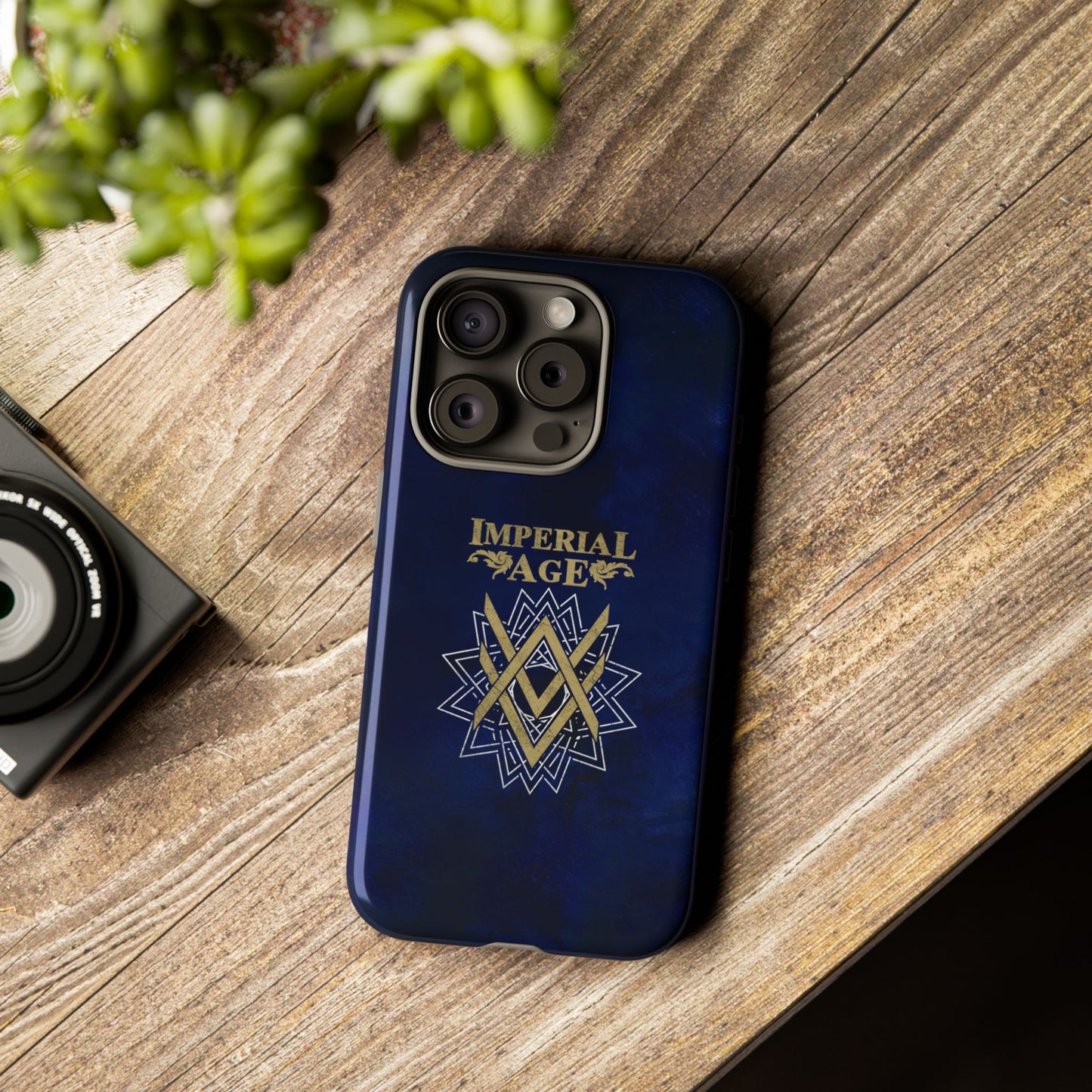 SUMMER COLLECTION - Tough iPhone Case Navy (Gold-White Print)