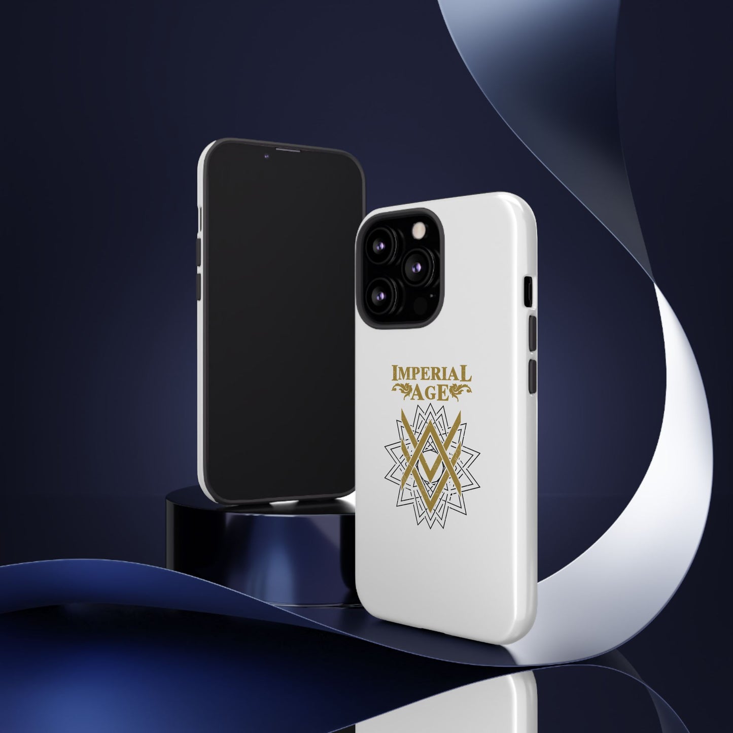 SUMMER COLLECTION - Tough iPhone Case White (Gold-Black Print)