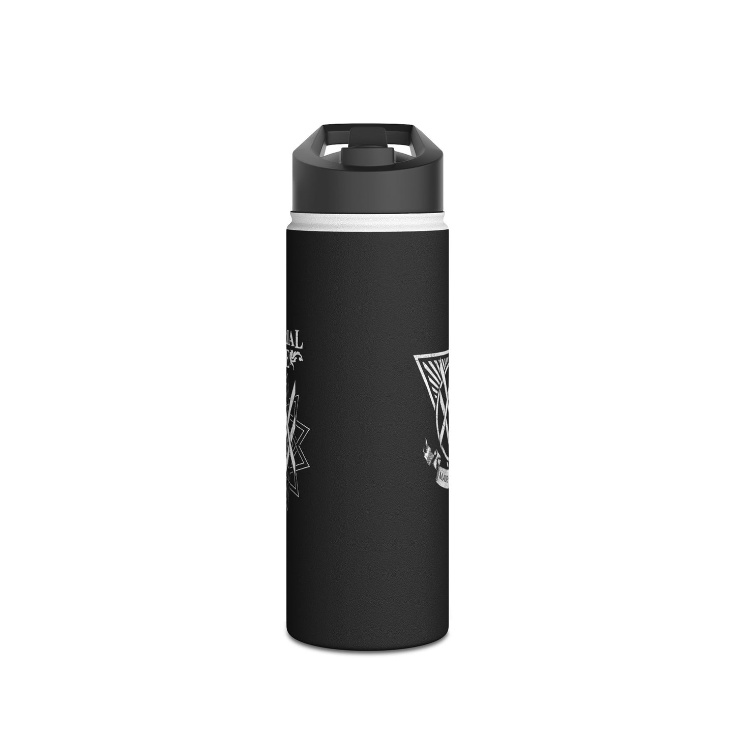SUMMER COLLECTION - Steel Water Bottle Black (White Print)