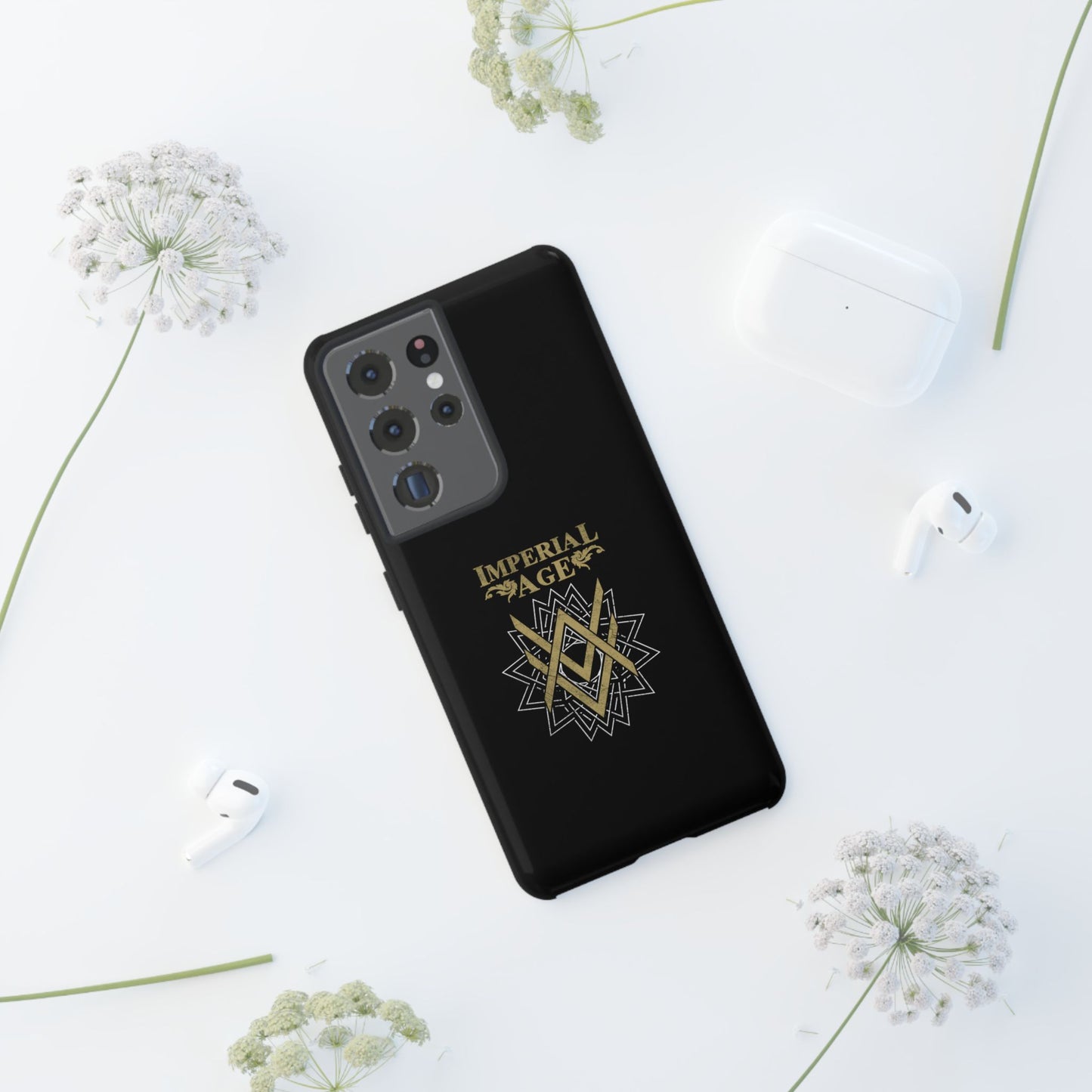 SUMMER COLLECTION - Tough Samsung Galaxy Case Black (Gold-White Print)
