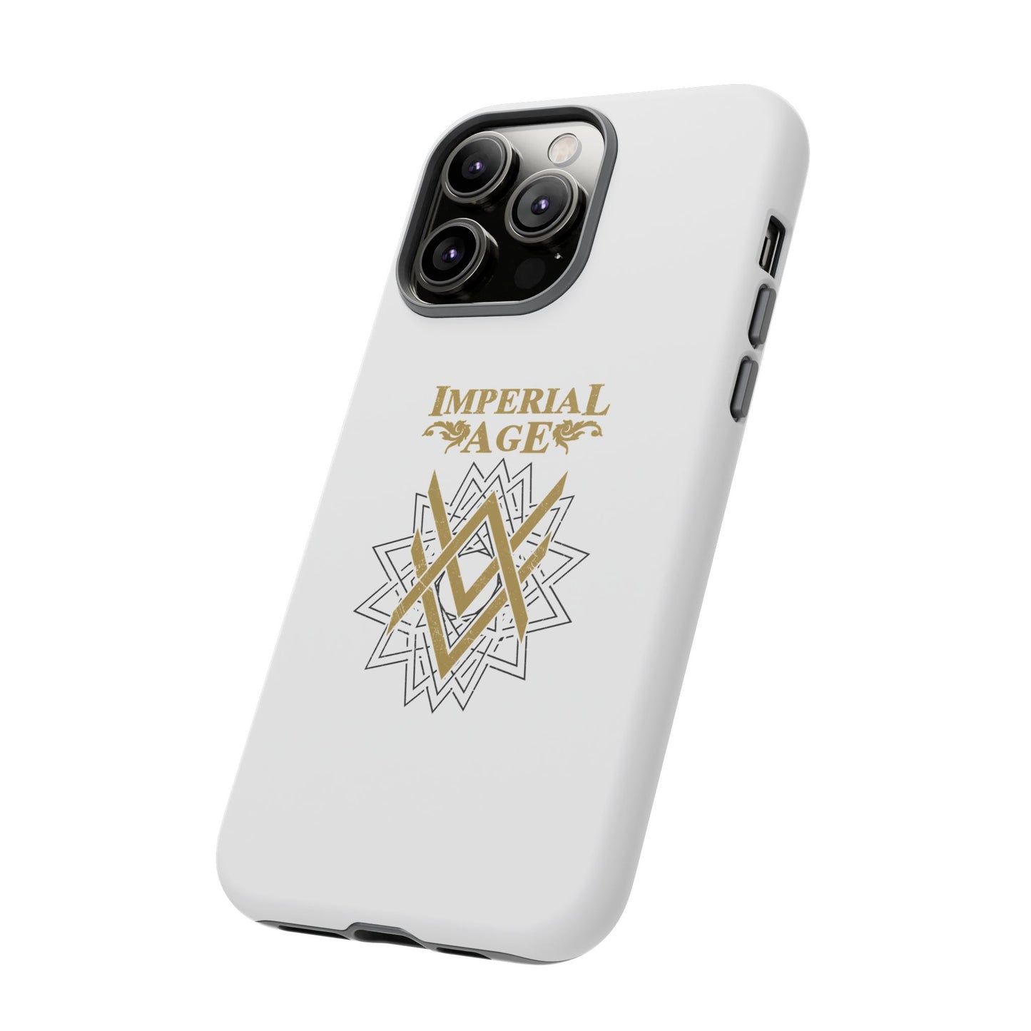 SUMMER COLLECTION - Tough iPhone Case White (Gold-Black Print)