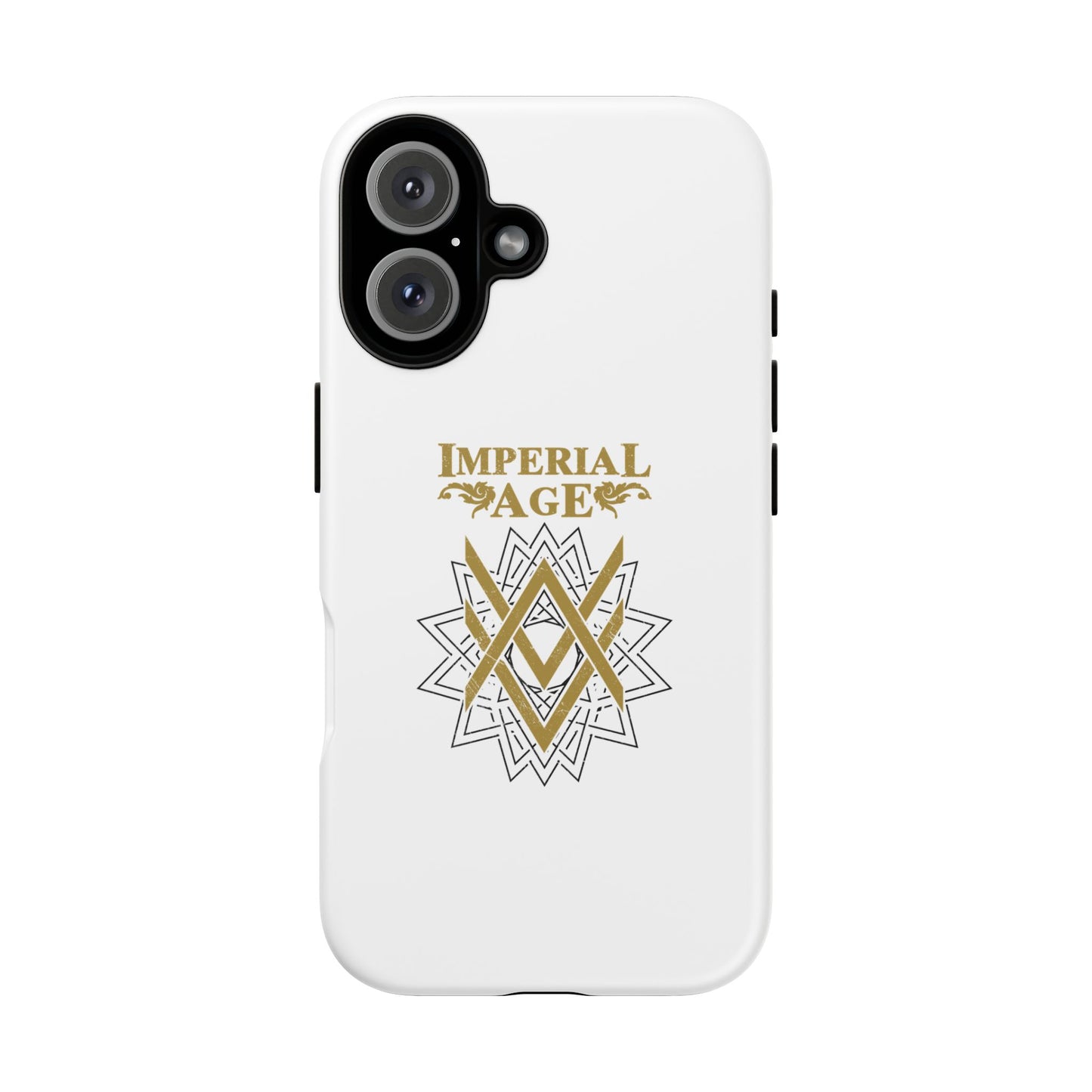 SUMMER COLLECTION - Tough iPhone Case White (Gold-Black Print)