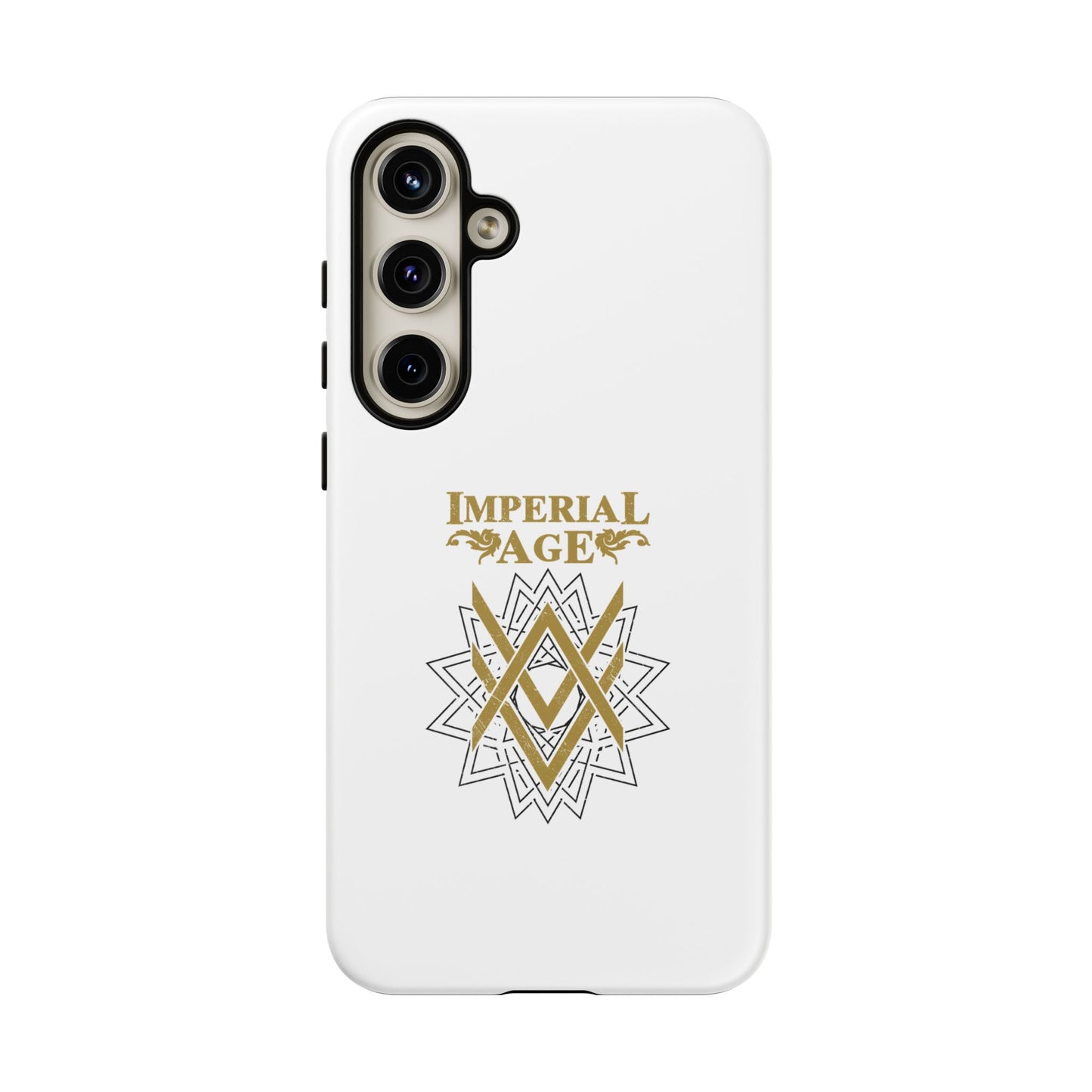 SUMMER COLLECTION - Tough Samsung Galaxy Case White (Gold-Black Print)