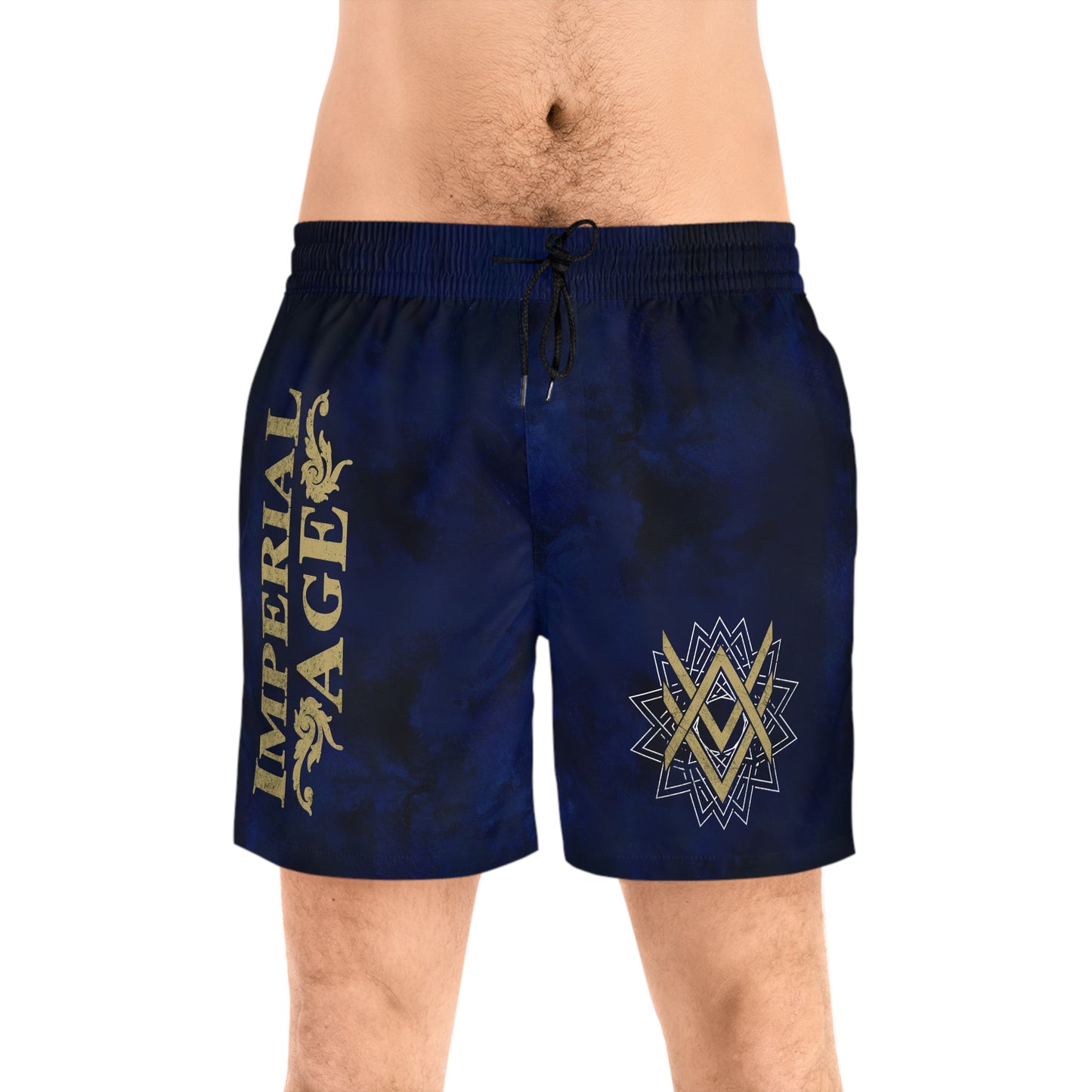 SUMMER COLLECTION - Men's Swim Shorts Blue (Gold-White Print)
