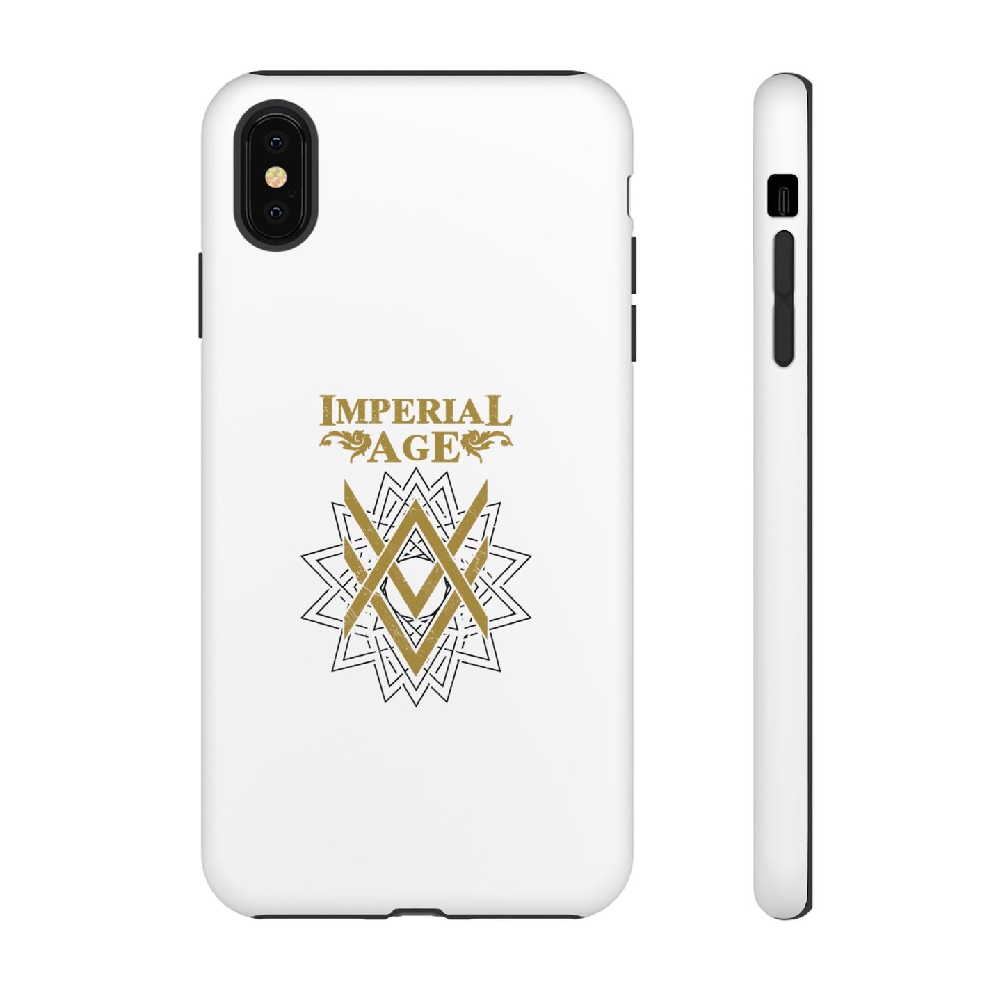 SUMMER COLLECTION - Tough iPhone Case White (Gold-Black Print)
