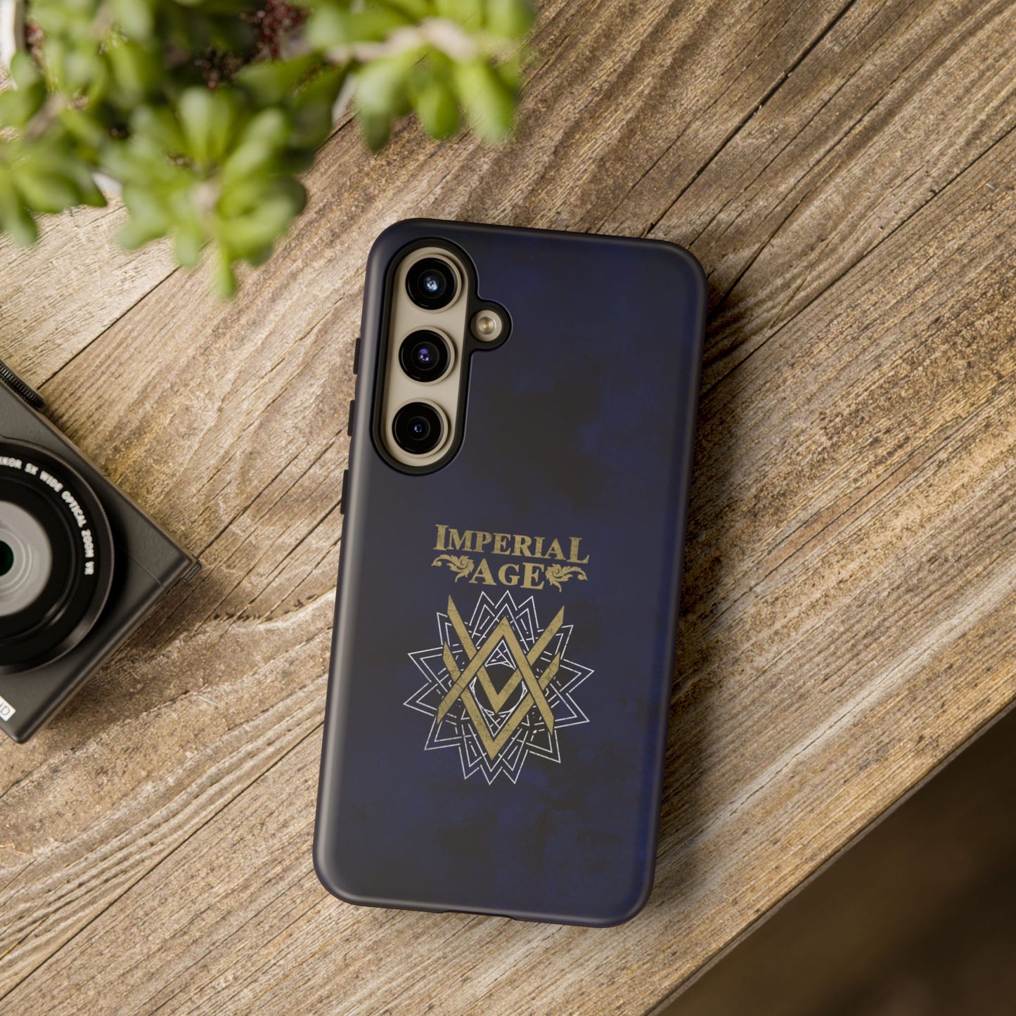 SUMMER COLLECTION - Tough Samsung Galaxy Case Navy (Gold-White Print)