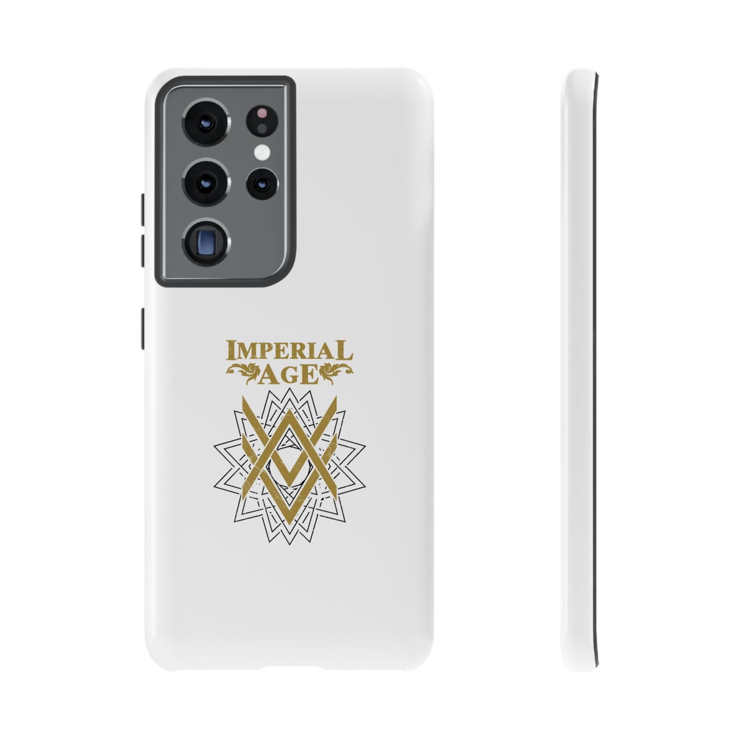 SUMMER COLLECTION - Tough Samsung Galaxy Case White (Gold-Black Print)