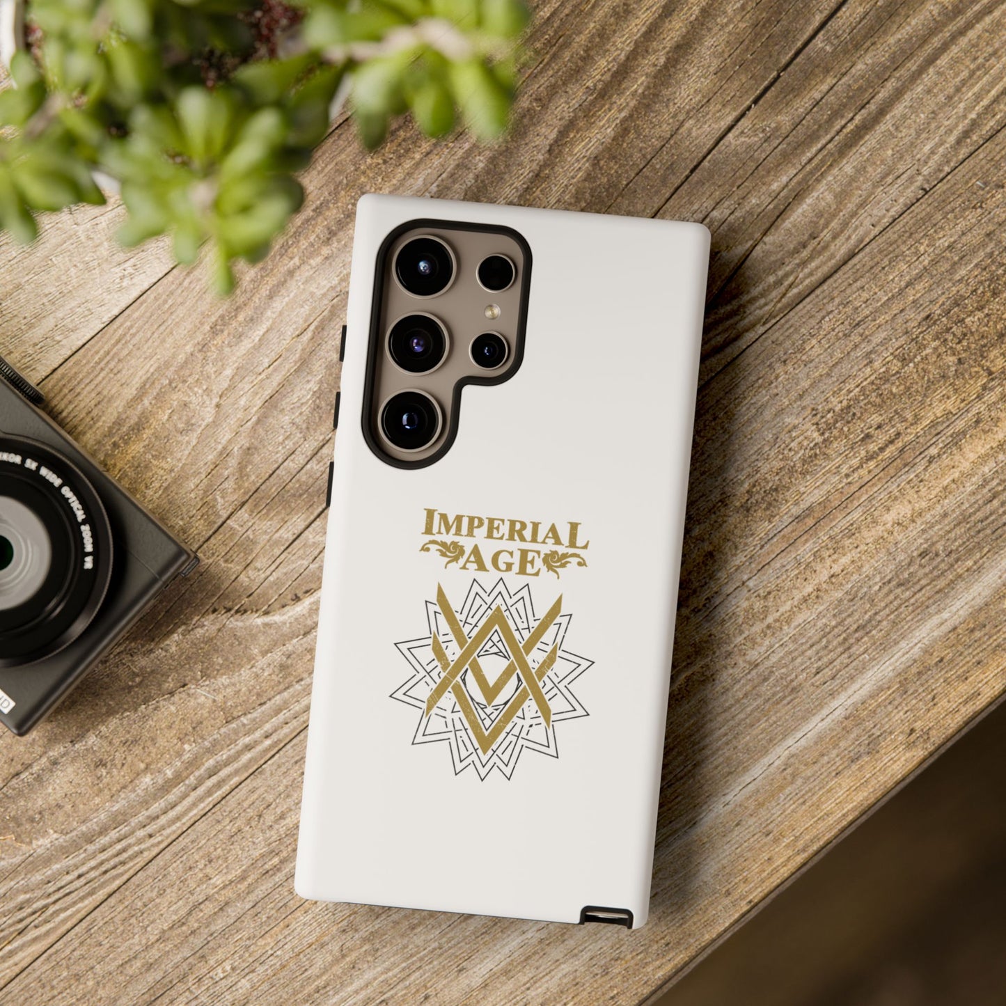 SUMMER COLLECTION - Tough Samsung Galaxy Case White (Gold-Black Print)