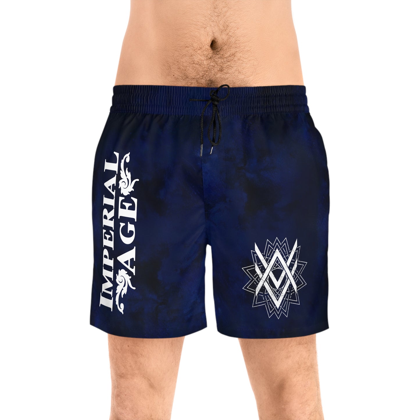 SUMMER COLLECTION - Men's Swim Shorts Blue (White Print)