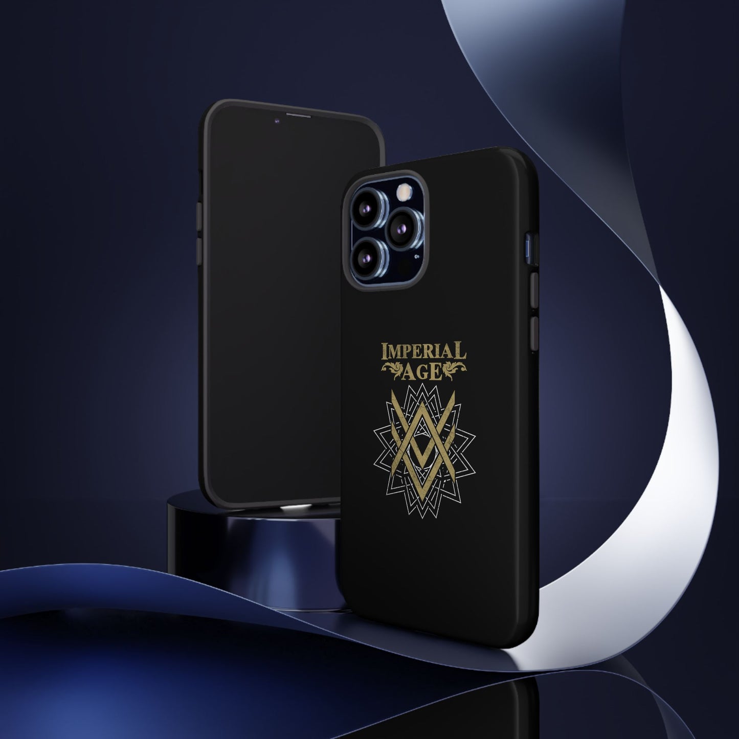 SUMMER COLLECTION - Tough iPhone Case Black (Gold-White Print)