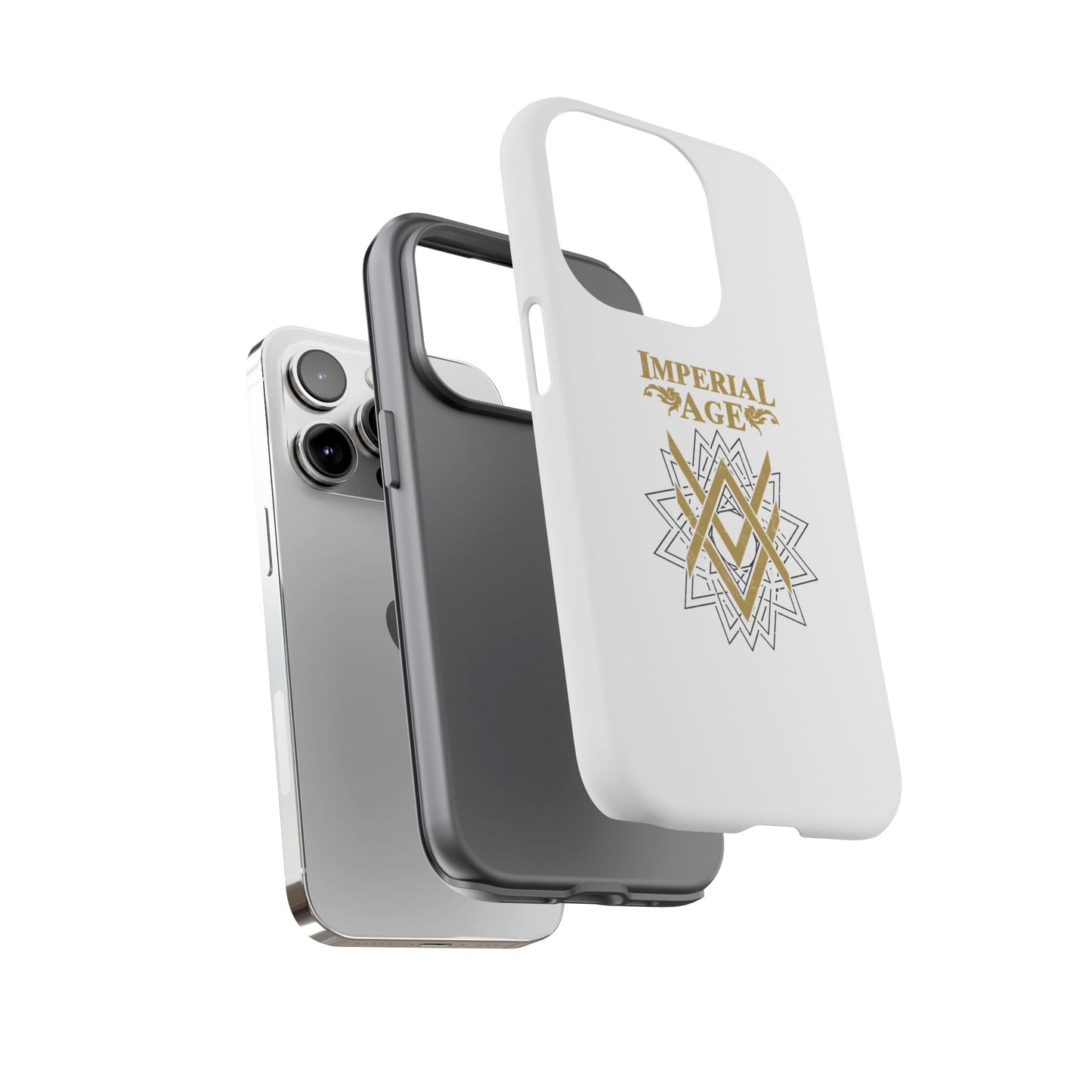 SUMMER COLLECTION - Tough iPhone Case White (Gold-Black Print)