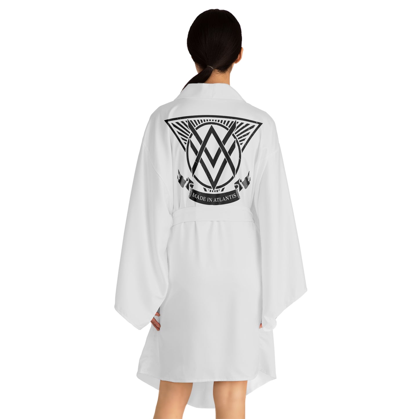 SUMMER COLLECTION - Women's Robe White (Black Print)
