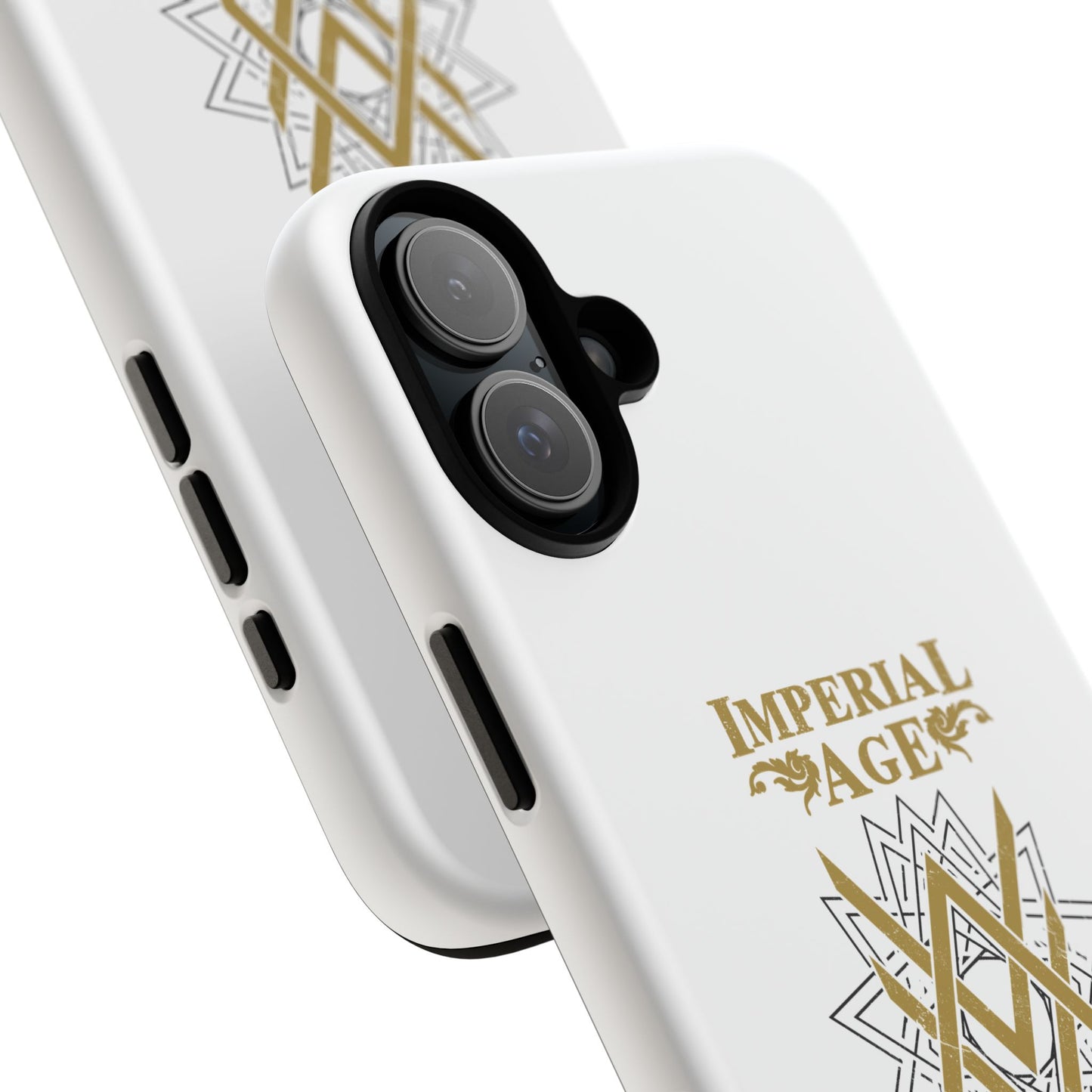 SUMMER COLLECTION - Tough iPhone Case White (Gold-Black Print)