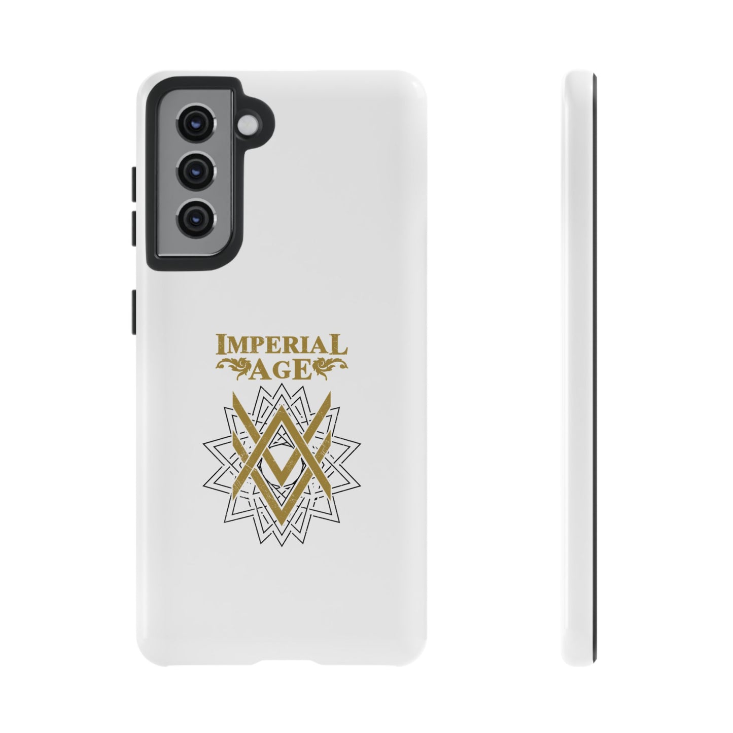 SUMMER COLLECTION - Tough Samsung Galaxy Case White (Gold-Black Print)