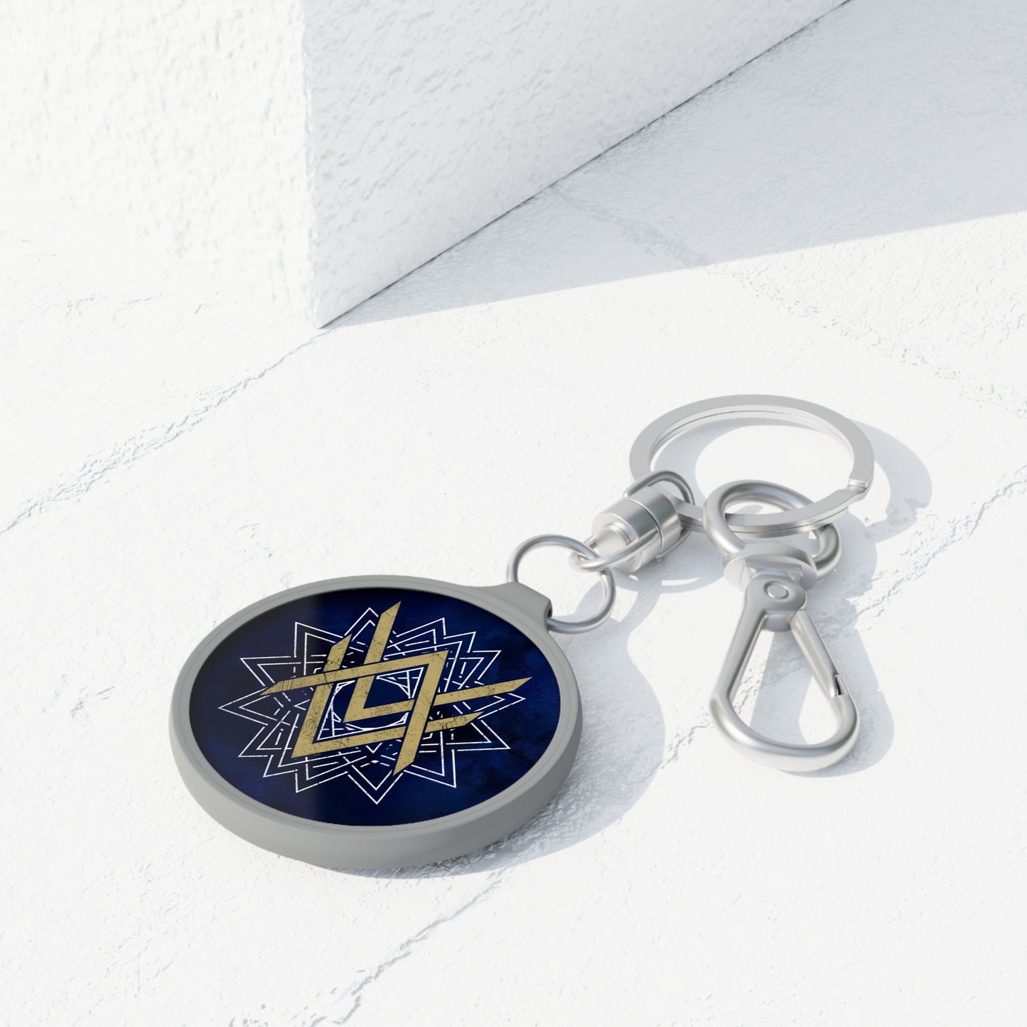 SUMMER COLLECTION - Keyring Tag Navy (Gold-White Print)