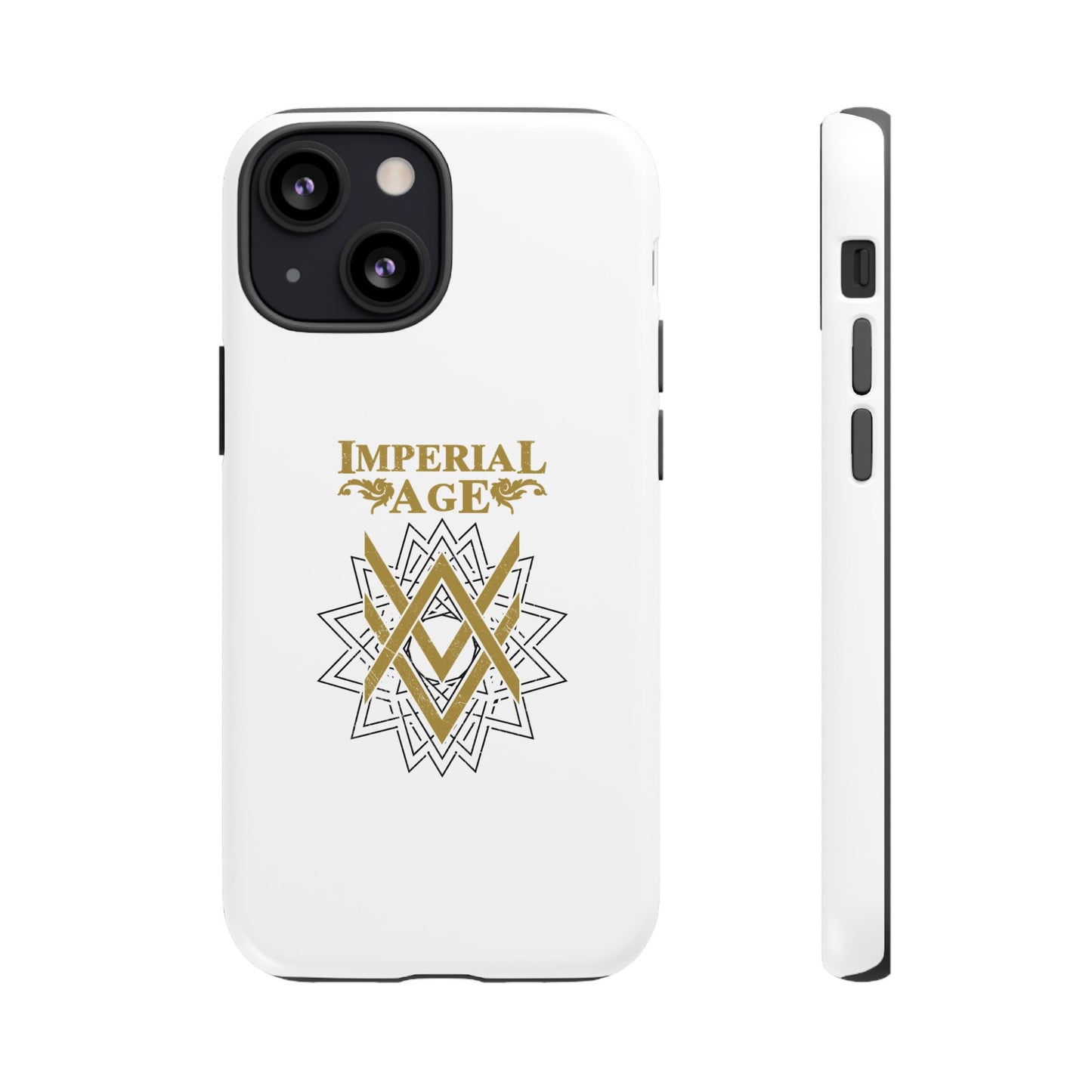 SUMMER COLLECTION - Tough iPhone Case White (Gold-Black Print)