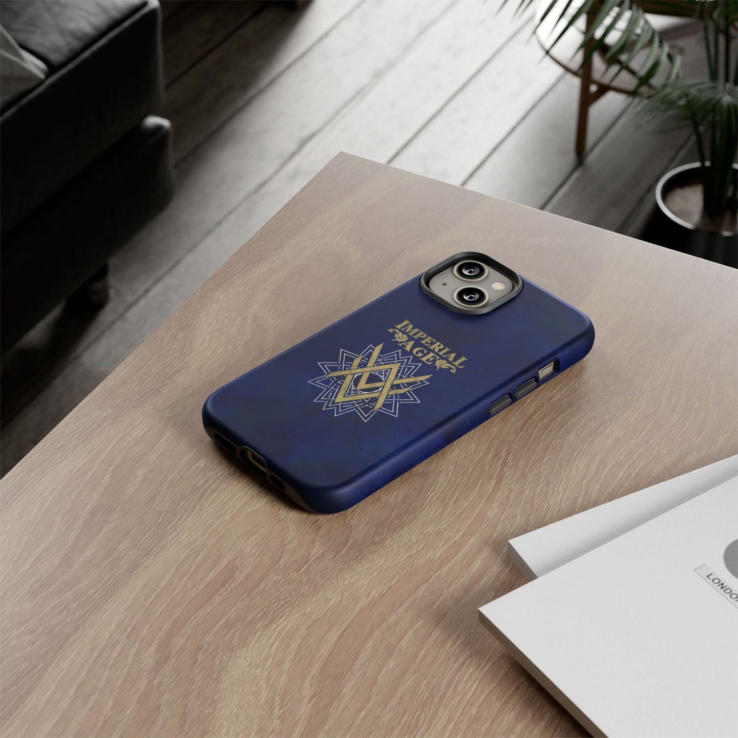 SUMMER COLLECTION - Tough iPhone Case Navy (Gold-White Print)