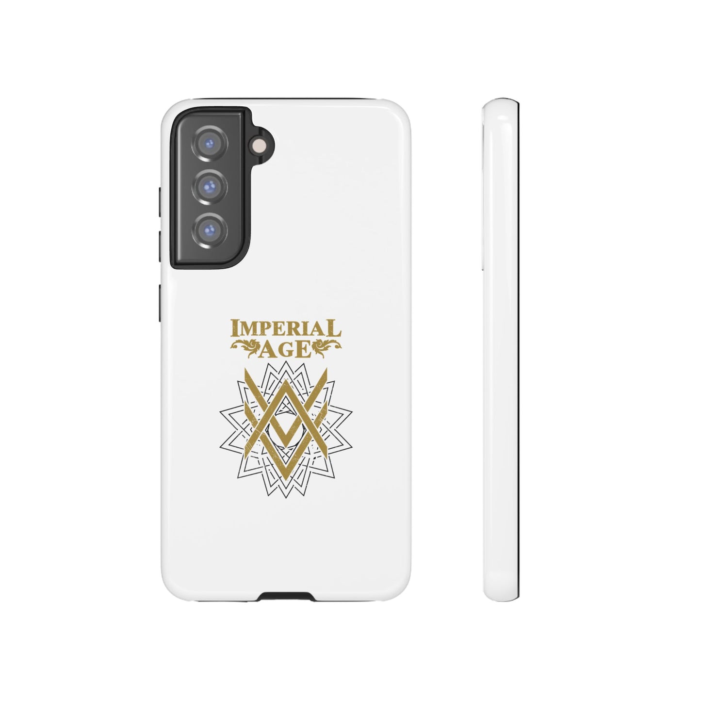 SUMMER COLLECTION - Tough Samsung Galaxy Case White (Gold-Black Print)
