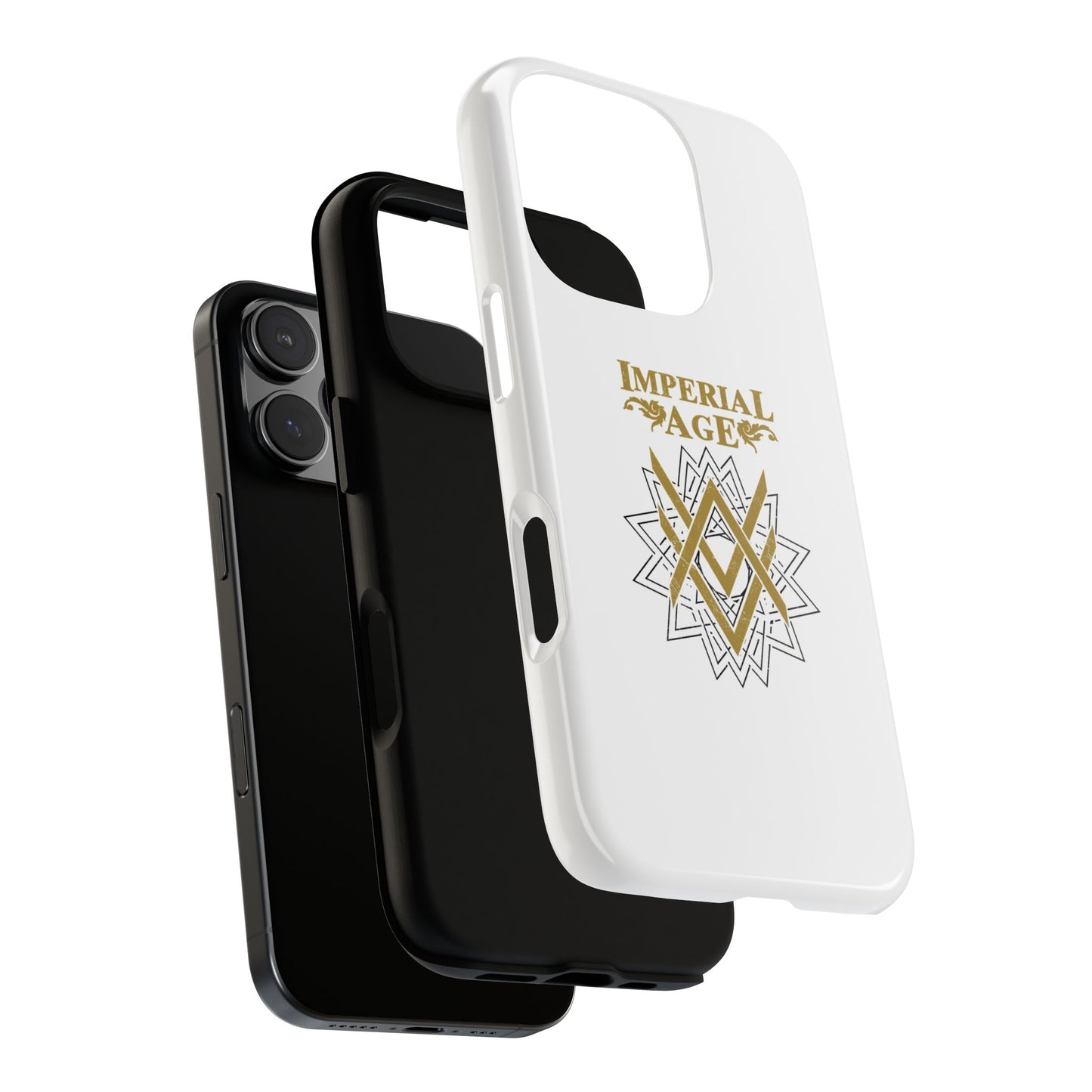SUMMER COLLECTION - Tough iPhone Case White (Gold-Black Print)