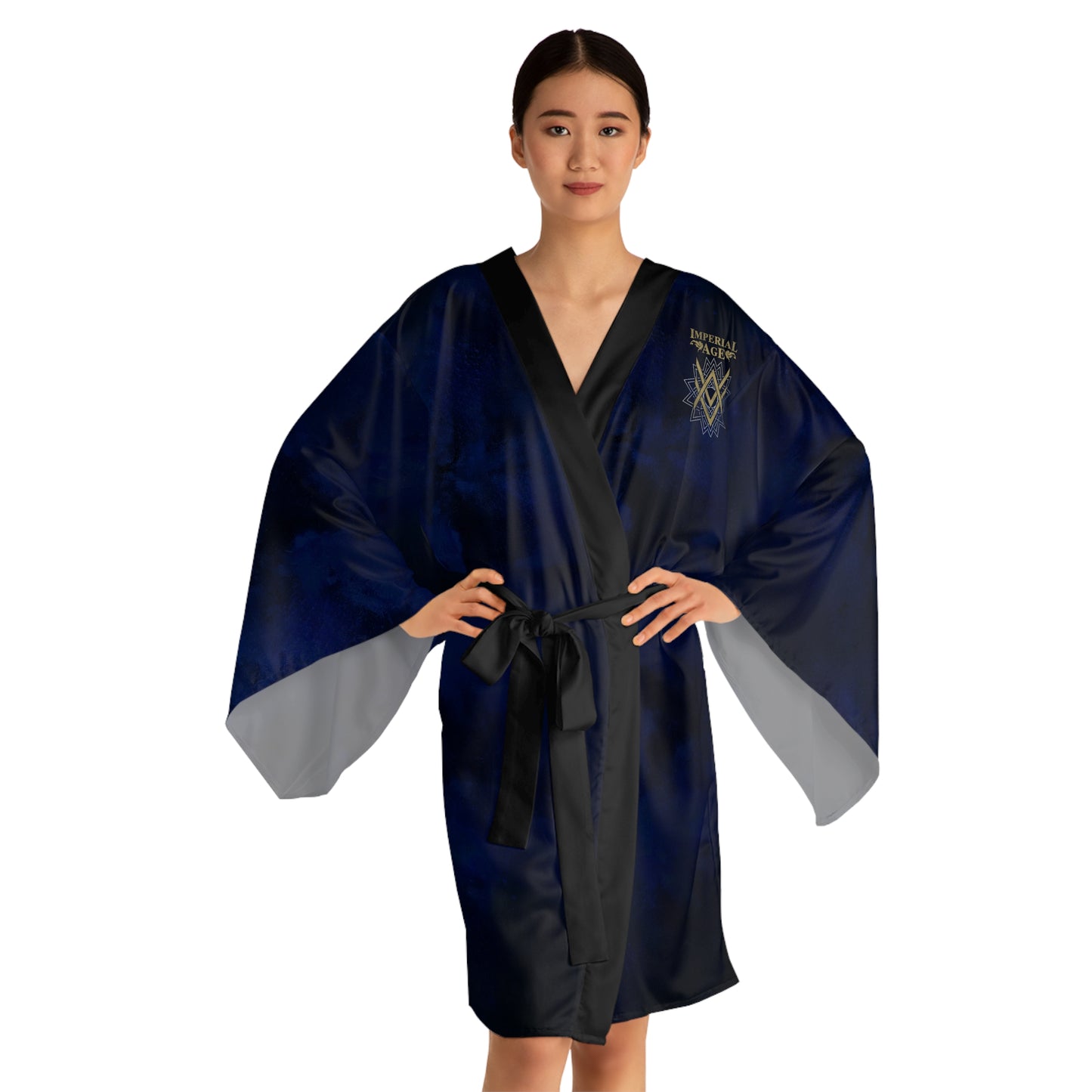 SUMMER COLLECTION - Women's Robe Navy (Gold-White Print)