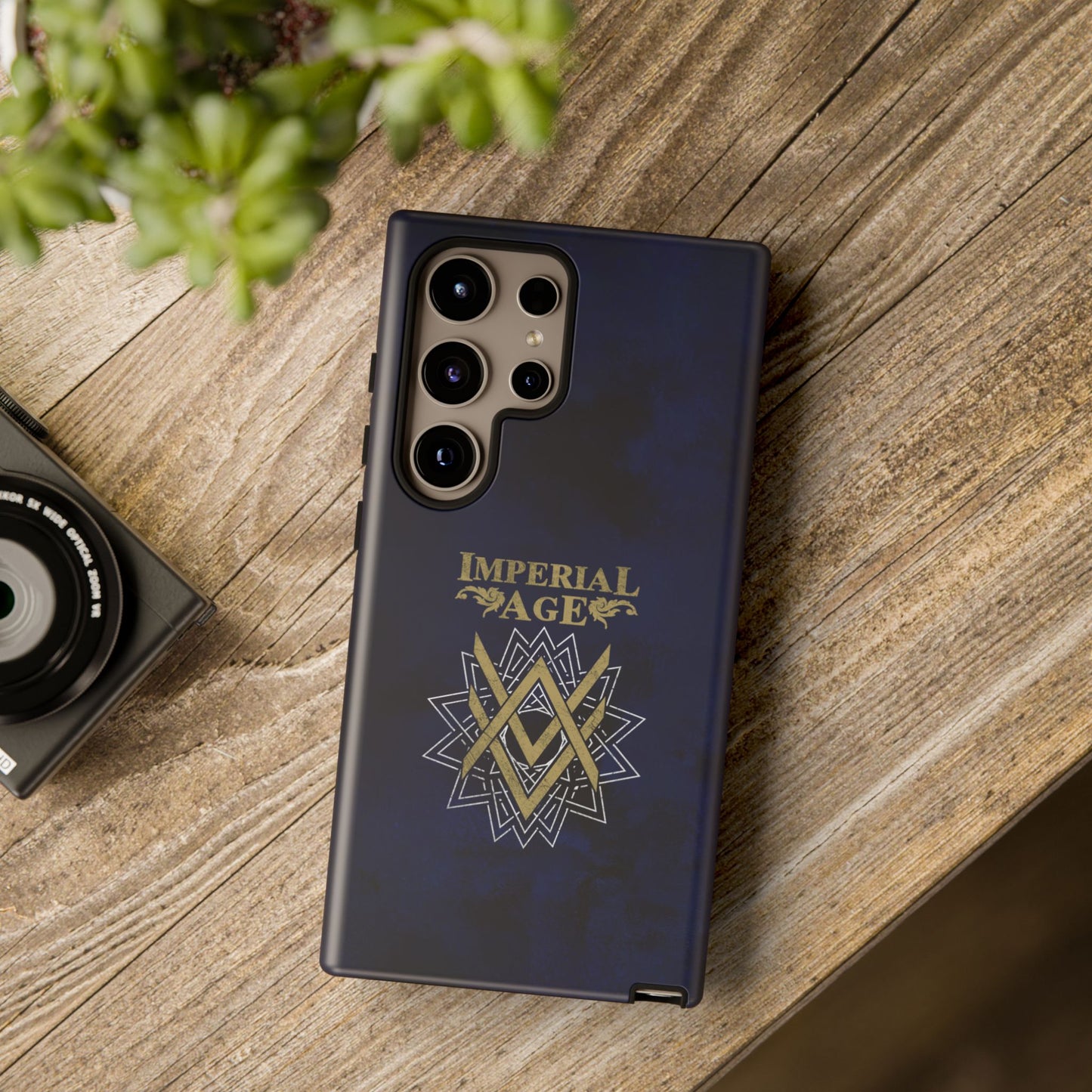 SUMMER COLLECTION - Tough Samsung Galaxy Case Navy (Gold-White Print)
