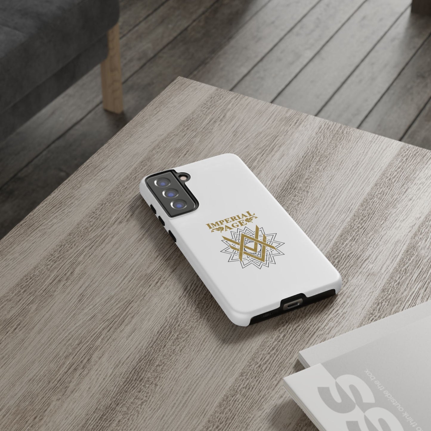 SUMMER COLLECTION - Tough Samsung Galaxy Case White (Gold-Black Print)