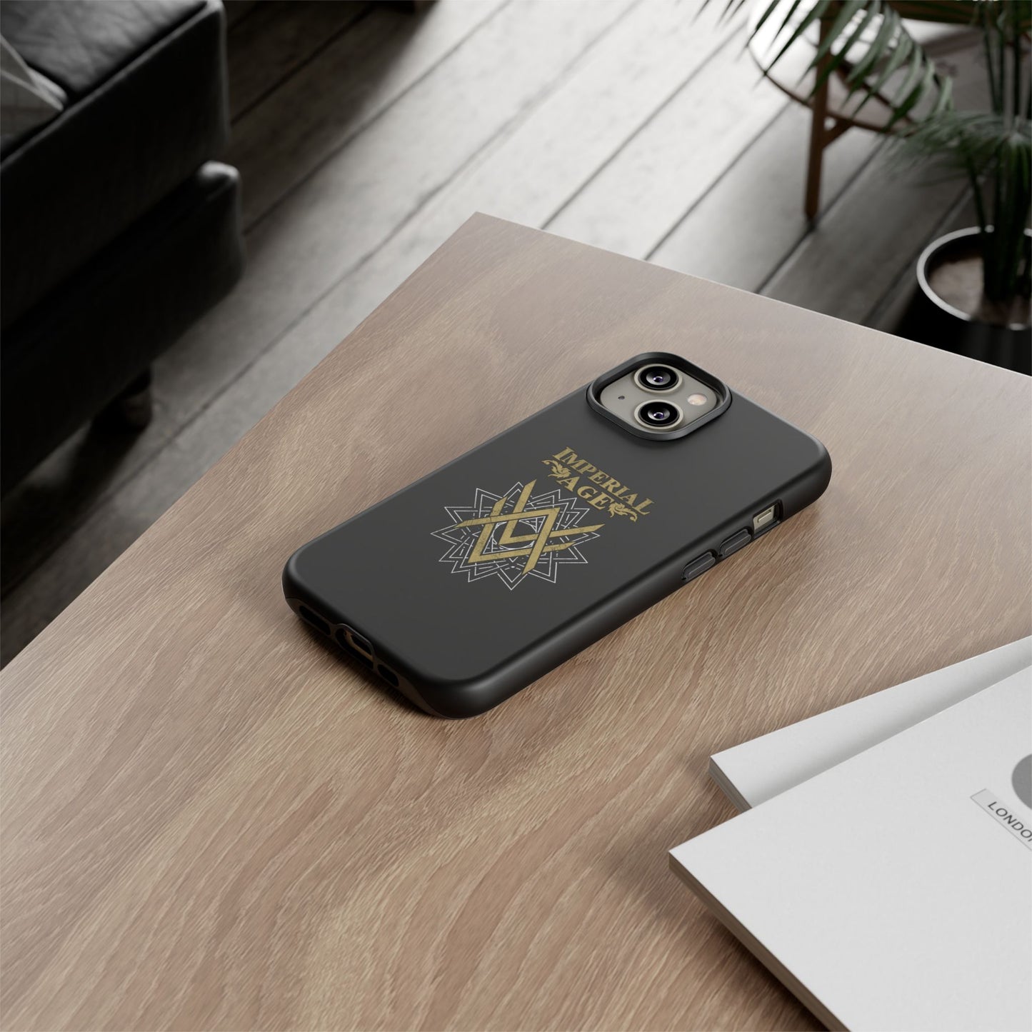 SUMMER COLLECTION - Tough iPhone Case Black (Gold-White Print)
