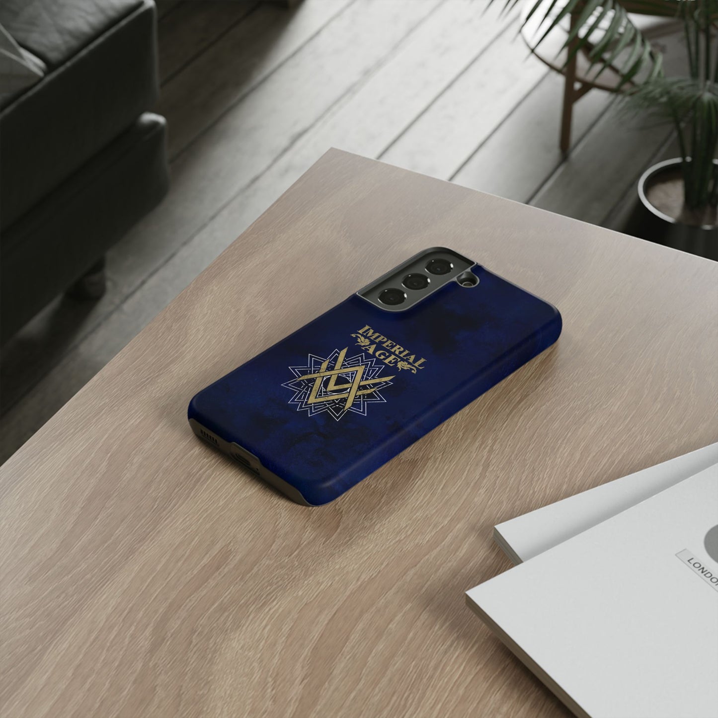 SUMMER COLLECTION - Tough Samsung Galaxy Case Navy (Gold-White Print)