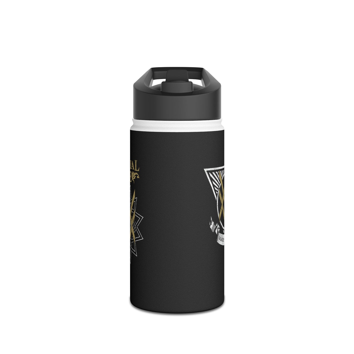 SUMMER COLLECTION - Steel Water Bottle Black (Gold-White Print)