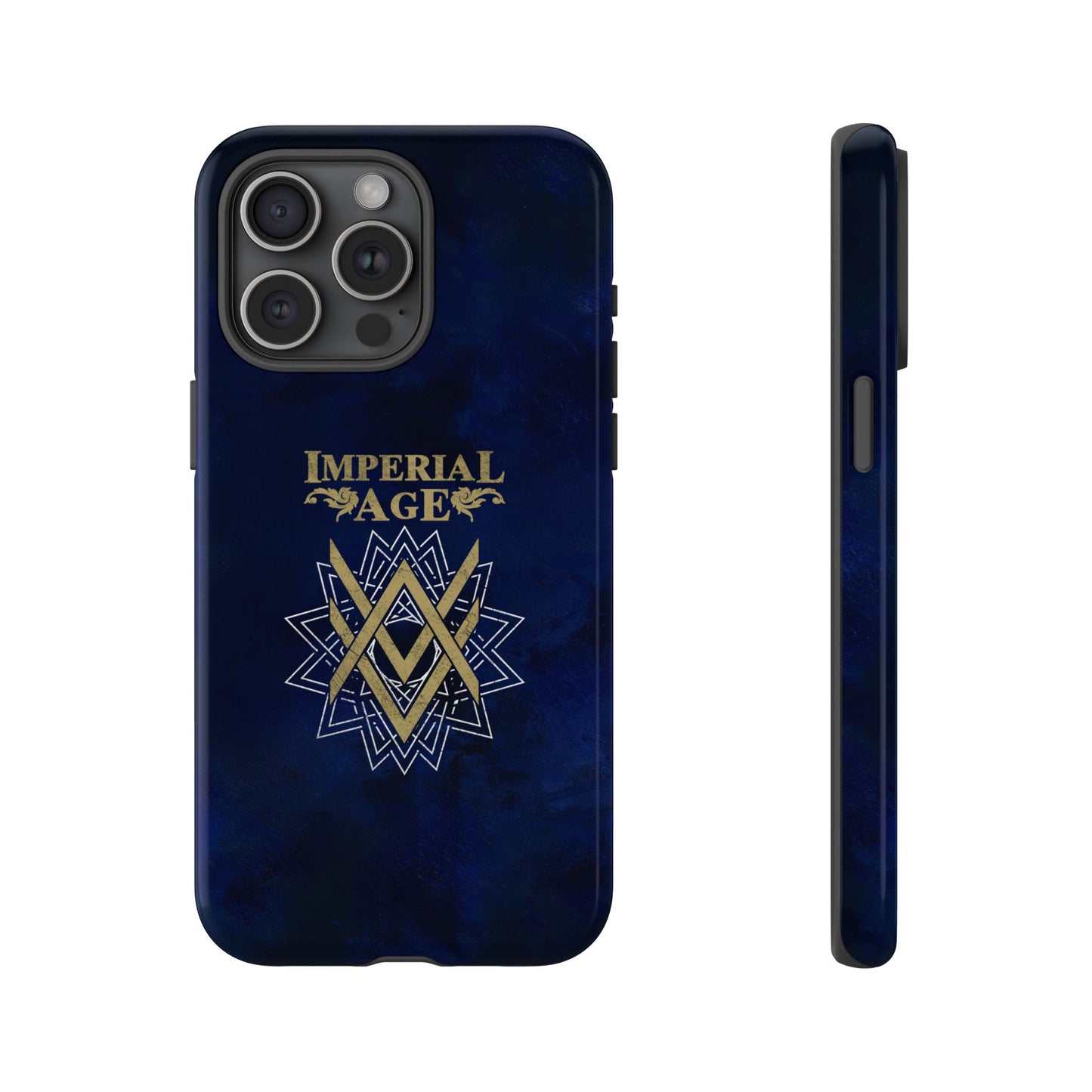 SUMMER COLLECTION - Tough iPhone Case Navy (Gold-White Print)