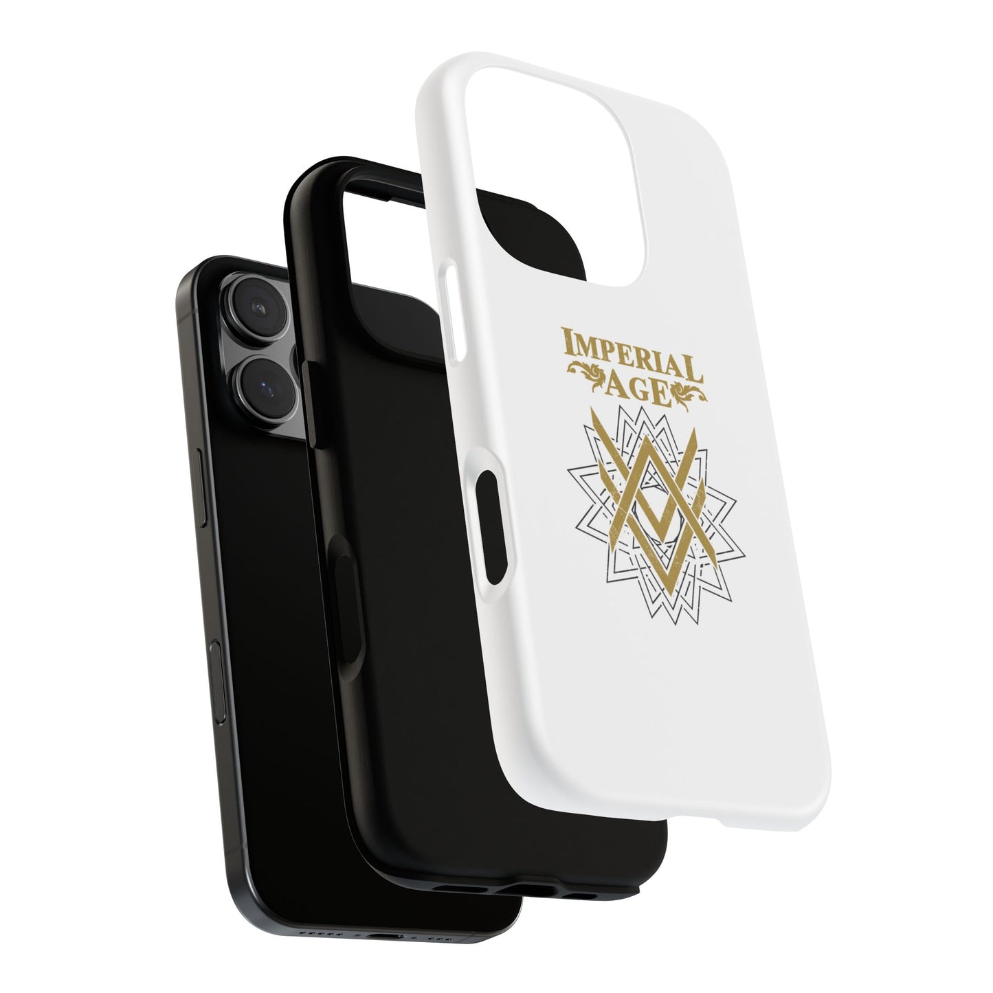 SUMMER COLLECTION - Tough iPhone Case White (Gold-Black Print)
