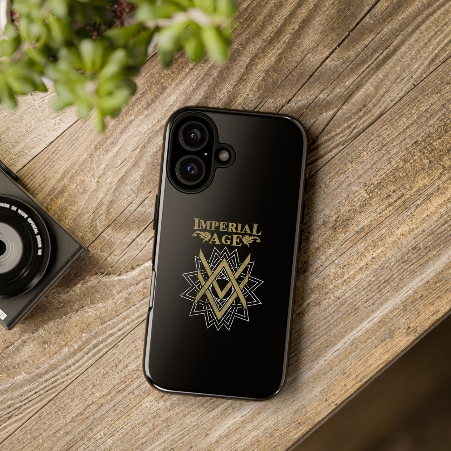SUMMER COLLECTION - Tough iPhone Case Black (Gold-White Print)