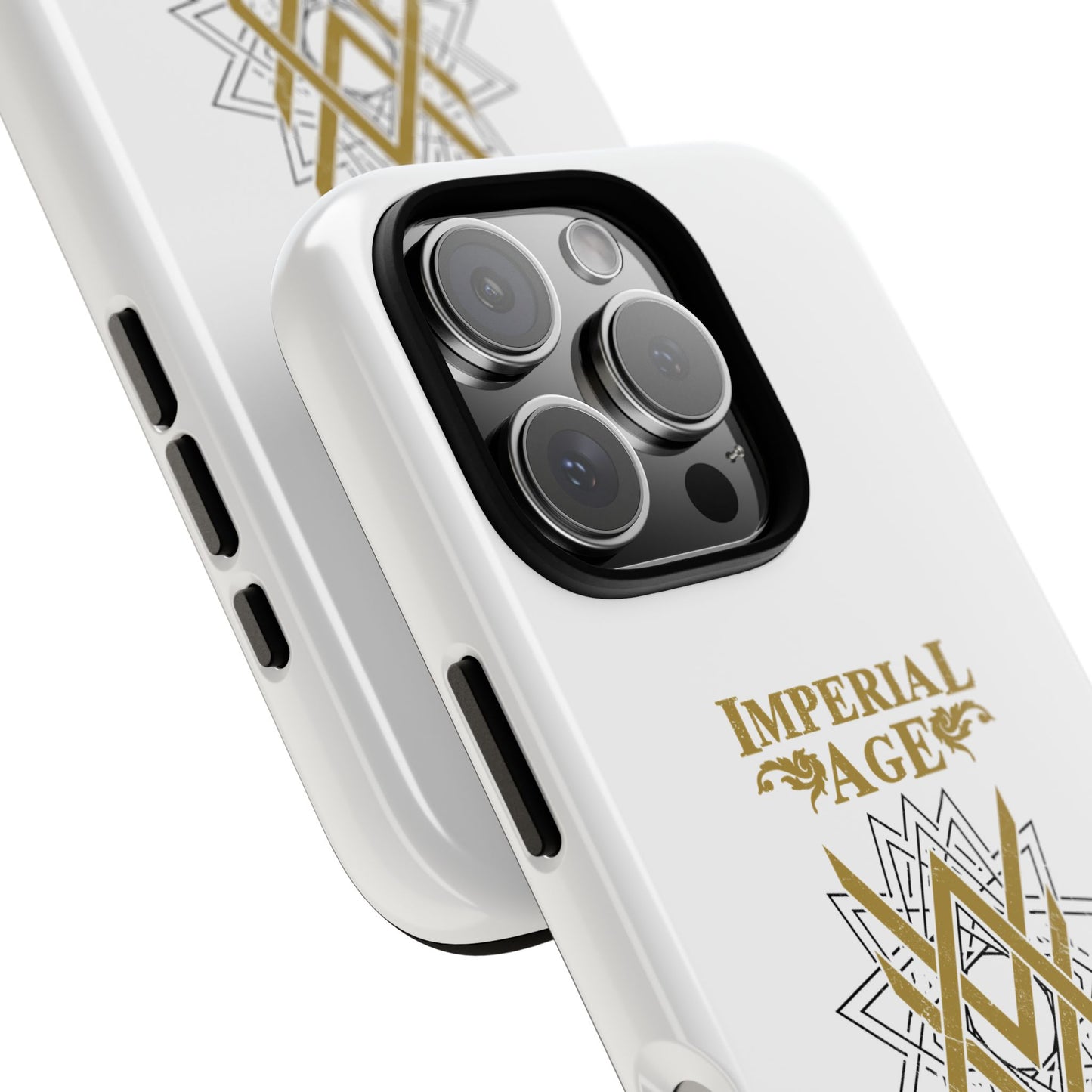 SUMMER COLLECTION - Tough iPhone Case White (Gold-Black Print)