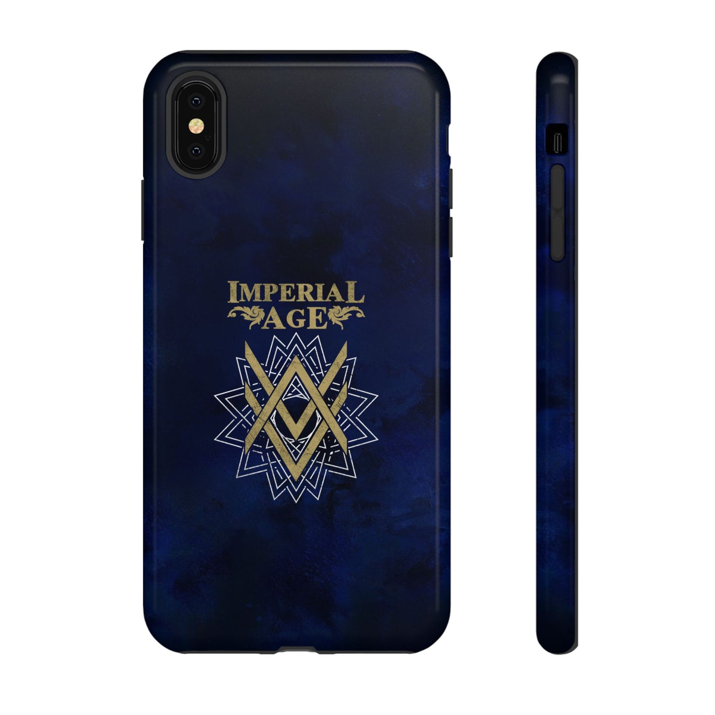 SUMMER COLLECTION - Tough iPhone Case Navy (Gold-White Print)