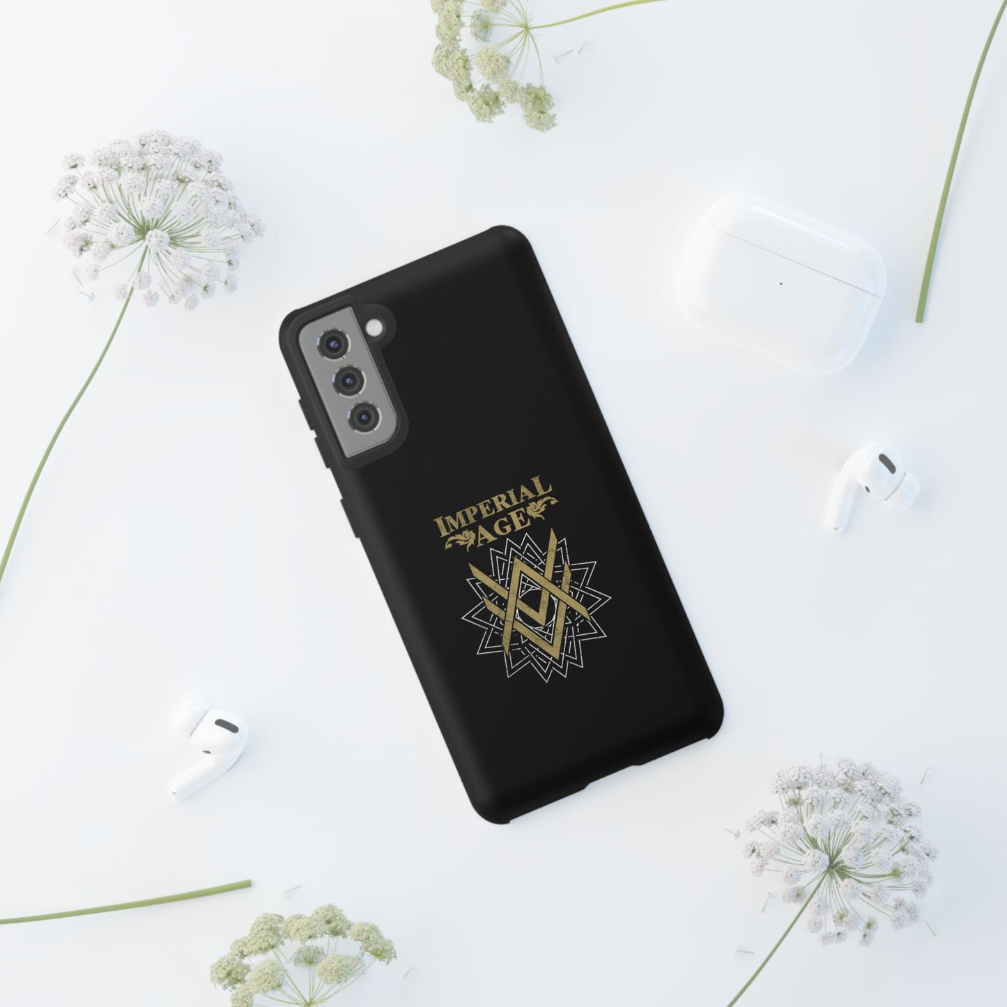 SUMMER COLLECTION - Tough Samsung Galaxy Case Black (Gold-White Print)